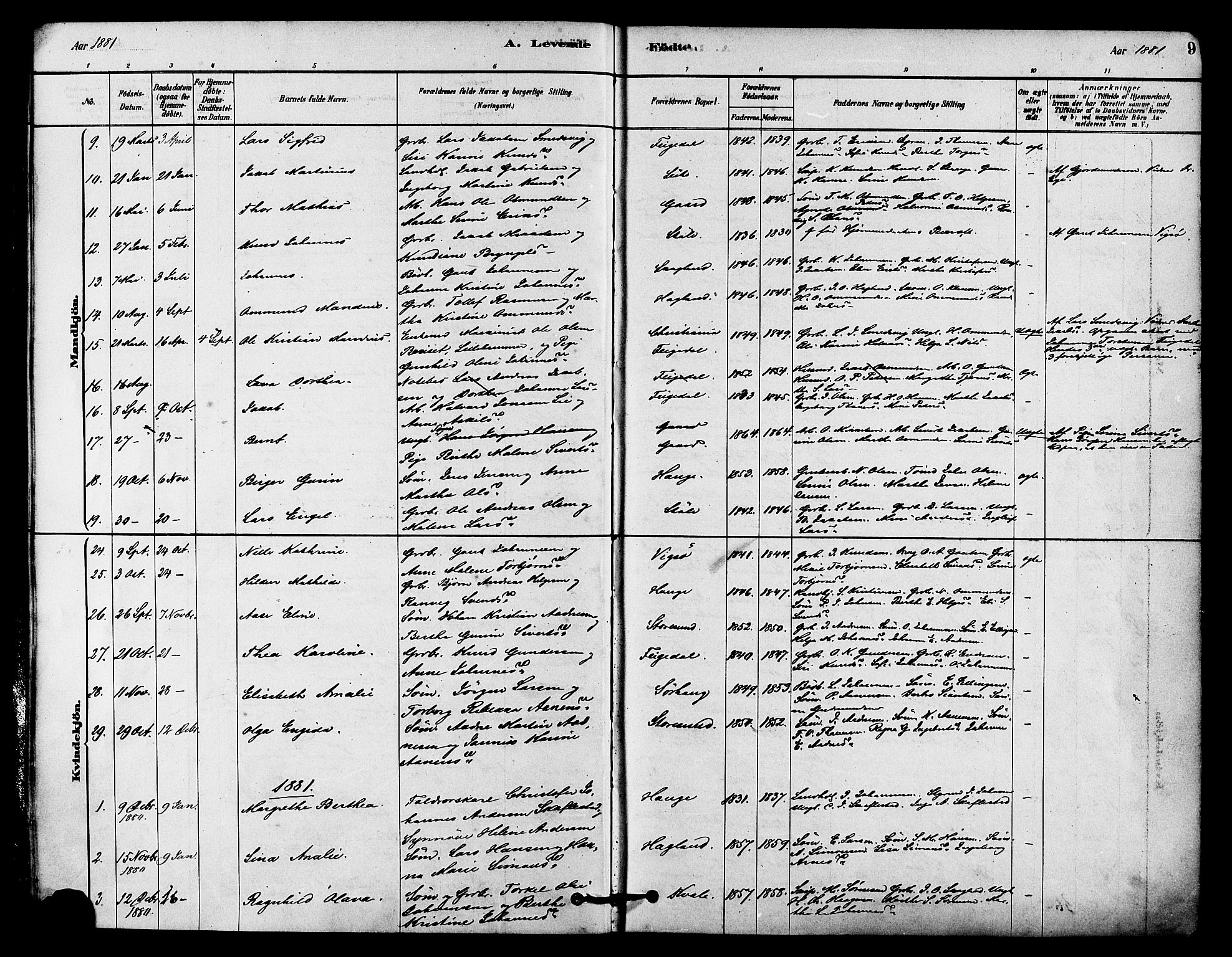 Haugesund sokneprestkontor, AV/SAST-A -101863/H/Ha/Haa/L0002: Parish register (official) no. A 2, 1878-1886, p. 9