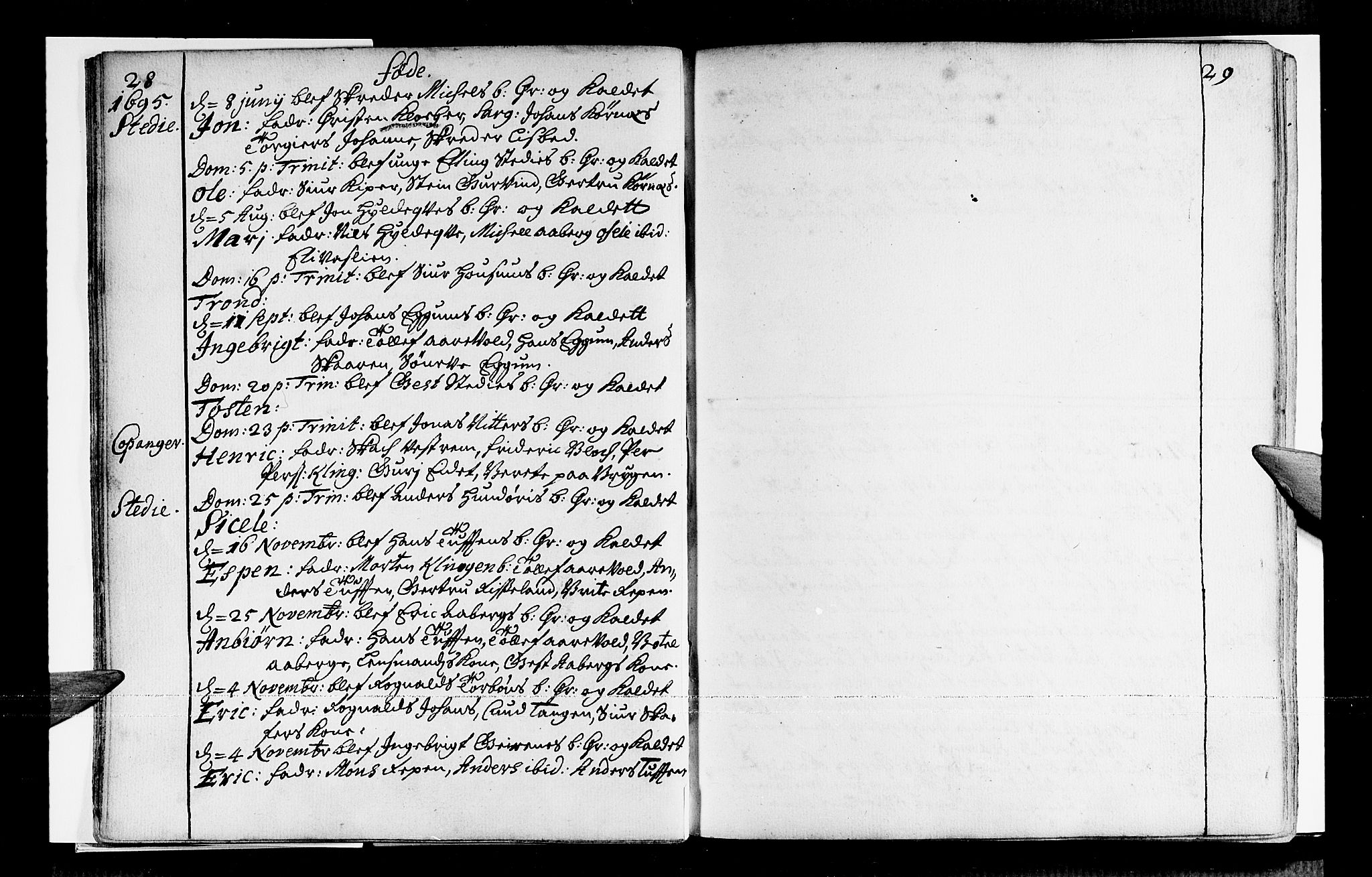 Sogndal sokneprestembete, SAB/A-81301/H/Haa/Haaa/L0001: Parish register (official) no. A 1, 1689-1713, p. 28-29