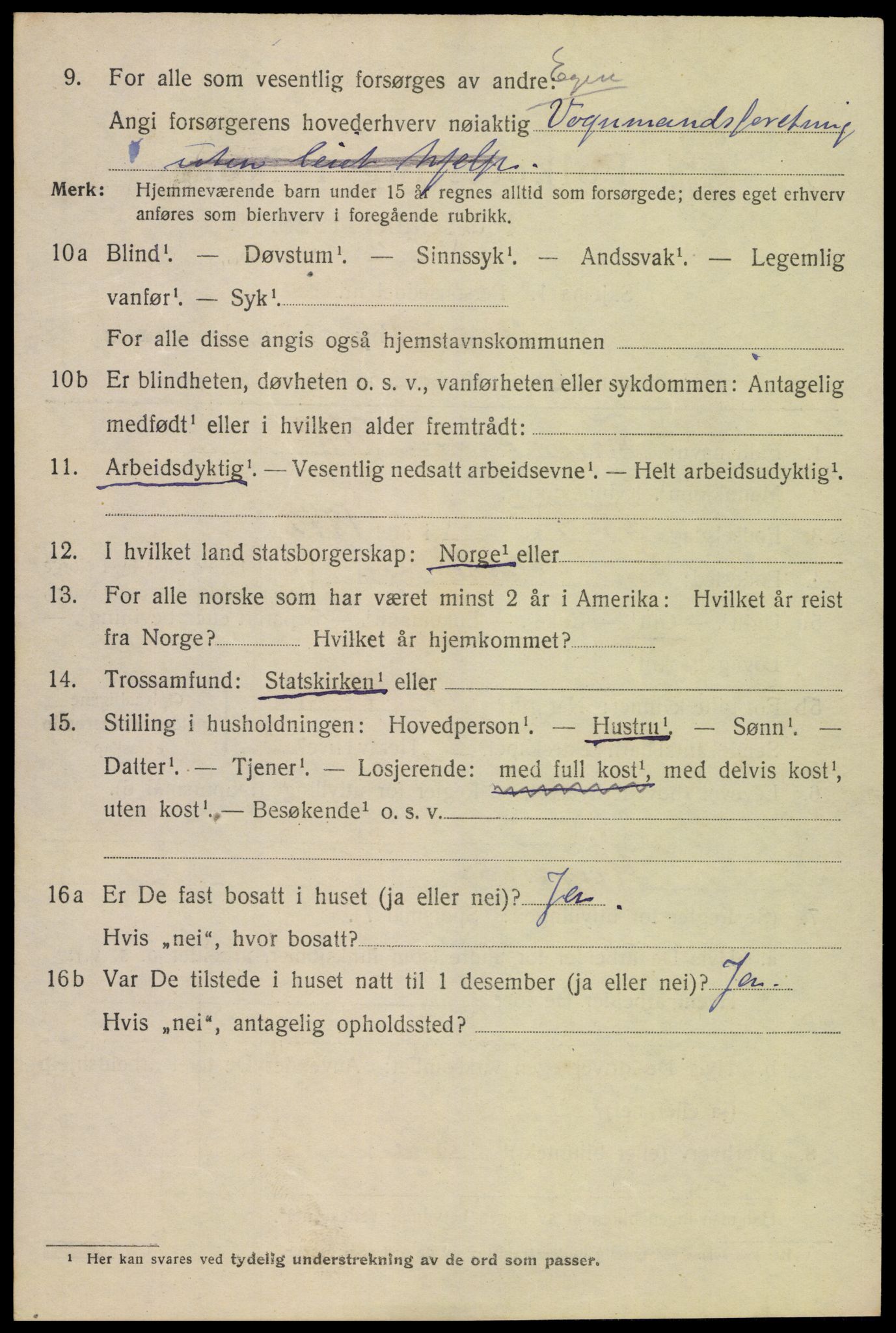 SAK, 1920 census for Mandal, 1920, p. 3306