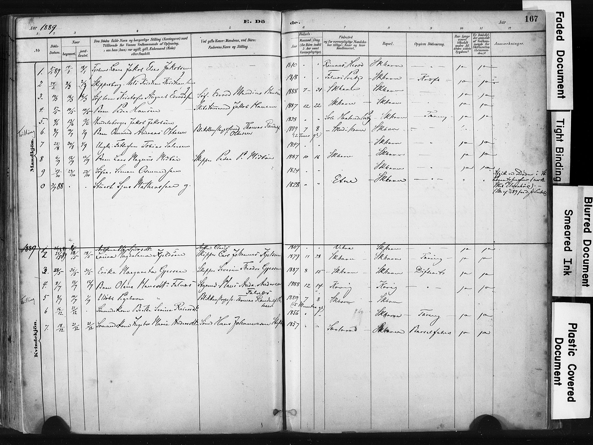 Skudenes sokneprestkontor, AV/SAST-A -101849/H/Ha/Haa/L0008: Parish register (official) no. A 5, 1882-1912, p. 167