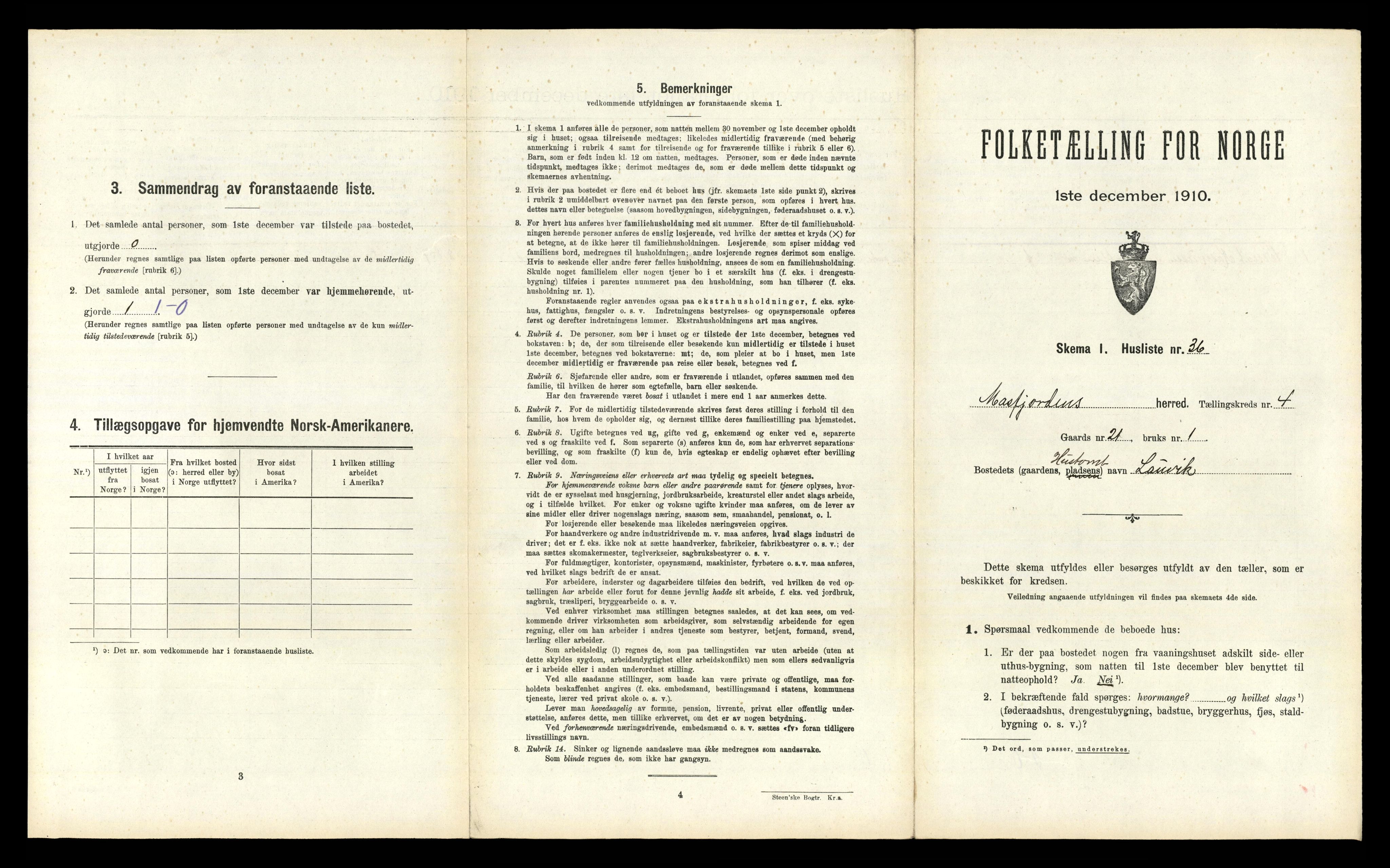 RA, 1910 census for Masfjorden, 1910, p. 320