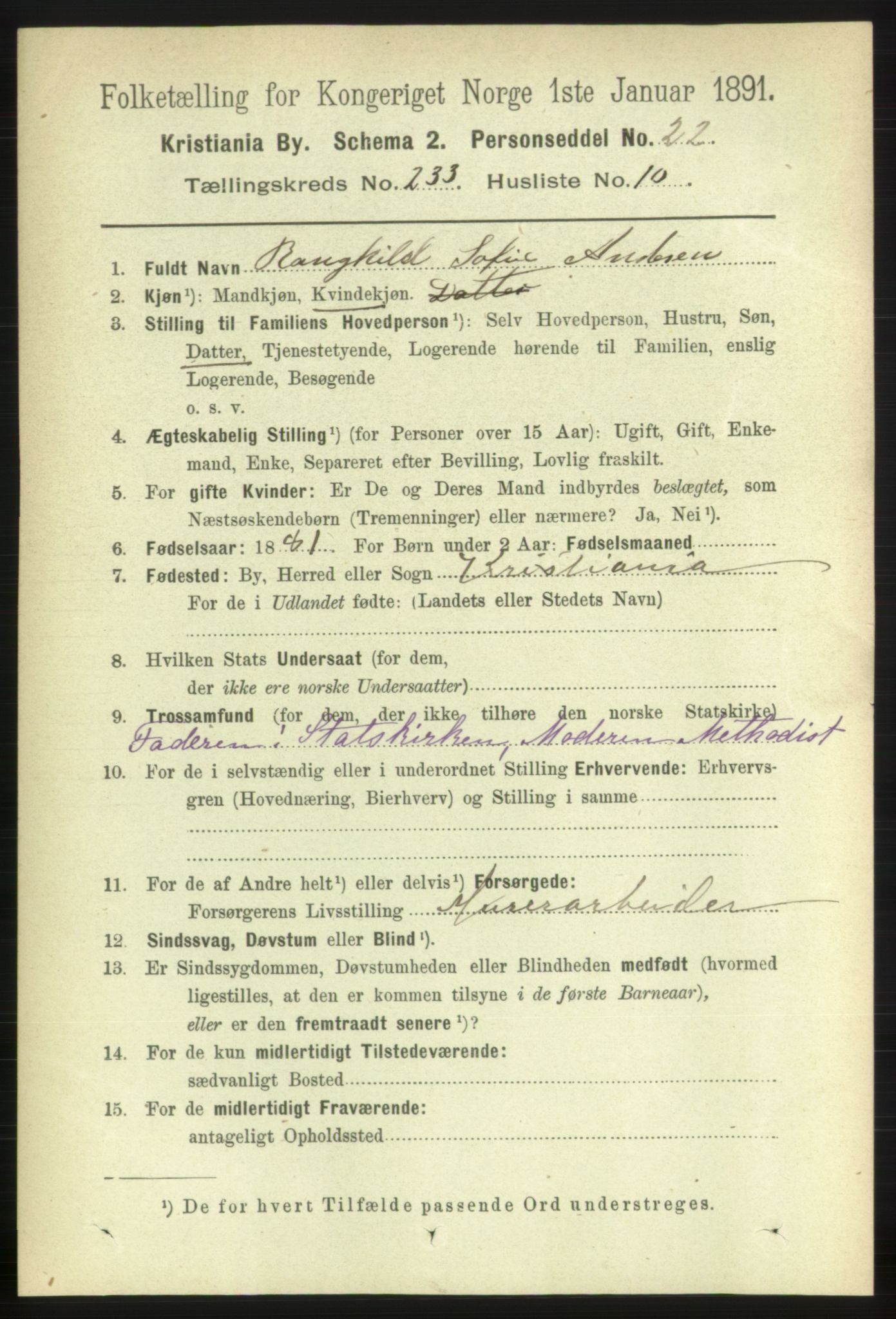 RA, 1891 census for 0301 Kristiania, 1891, p. 143335