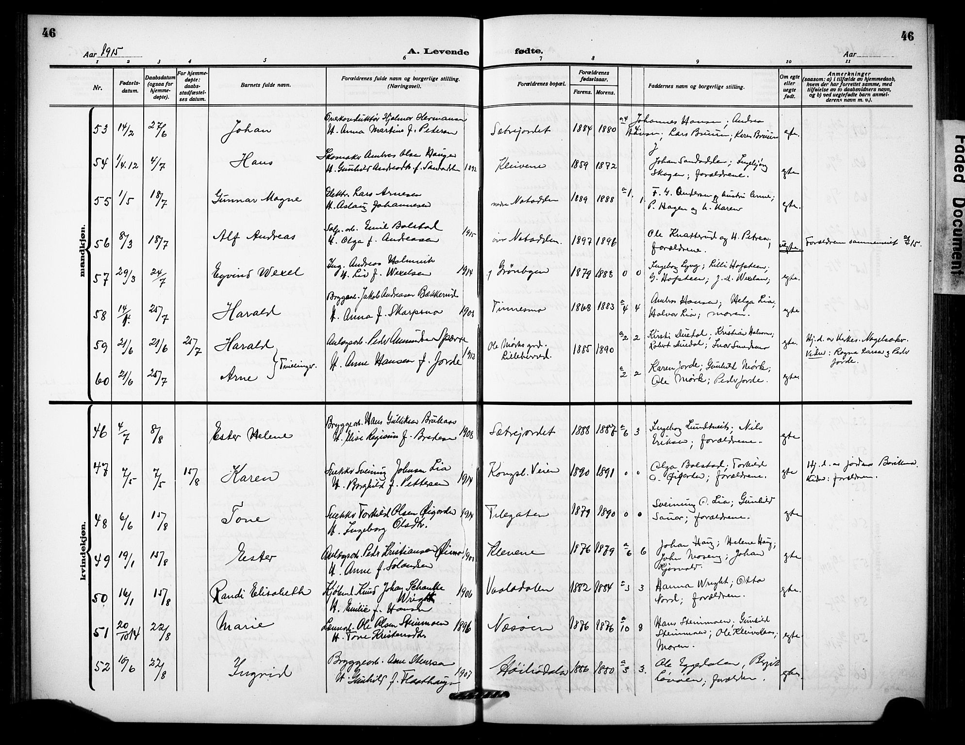 Notodden kirkebøker, AV/SAKO-A-290/G/Ga/L0001: Parish register (copy) no. 1, 1912-1923, p. 46