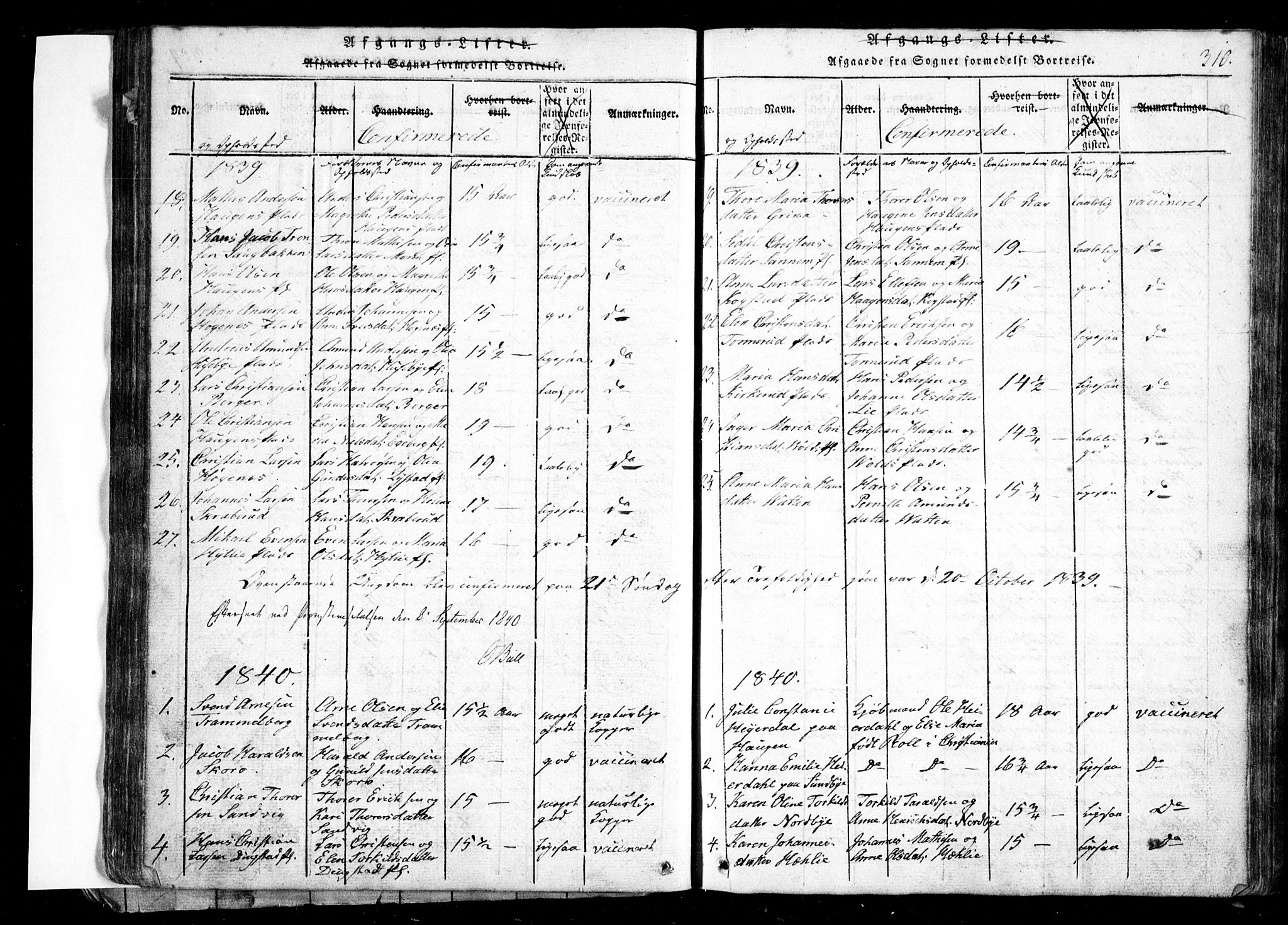 Spydeberg prestekontor Kirkebøker, SAO/A-10924/G/Ga/L0001: Parish register (copy) no. I 1, 1814-1868, p. 310