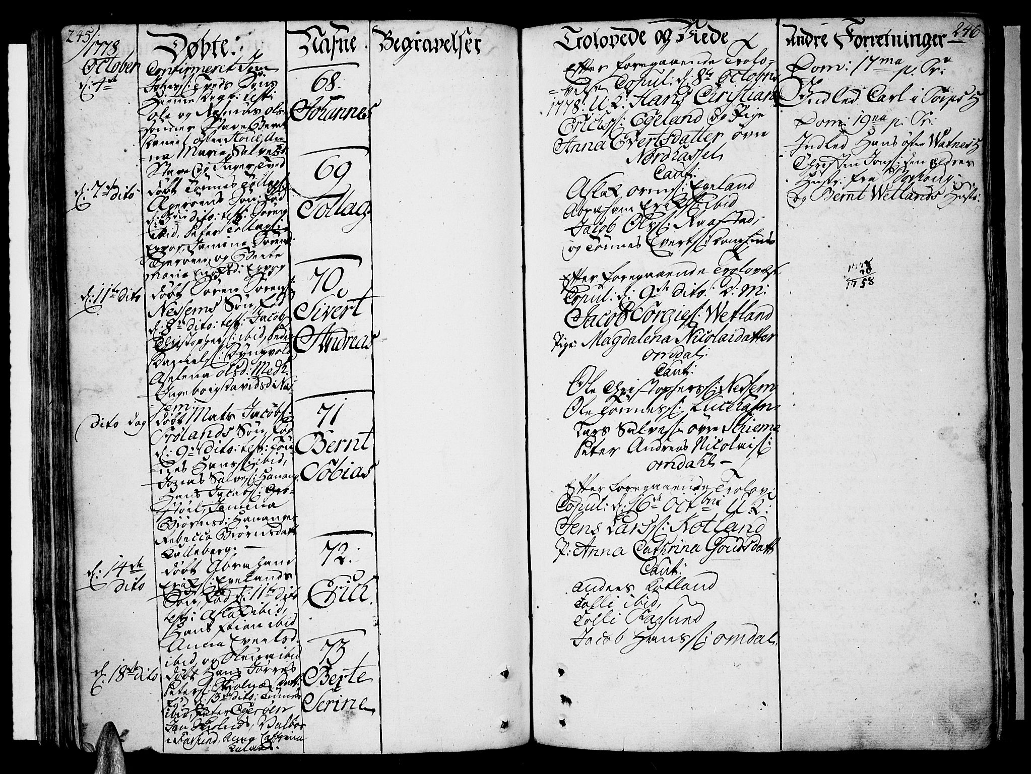 Lista sokneprestkontor, AV/SAK-1111-0027/F/Fa/L0004: Parish register (official) no. A 4, 1768-1794, p. 245-246