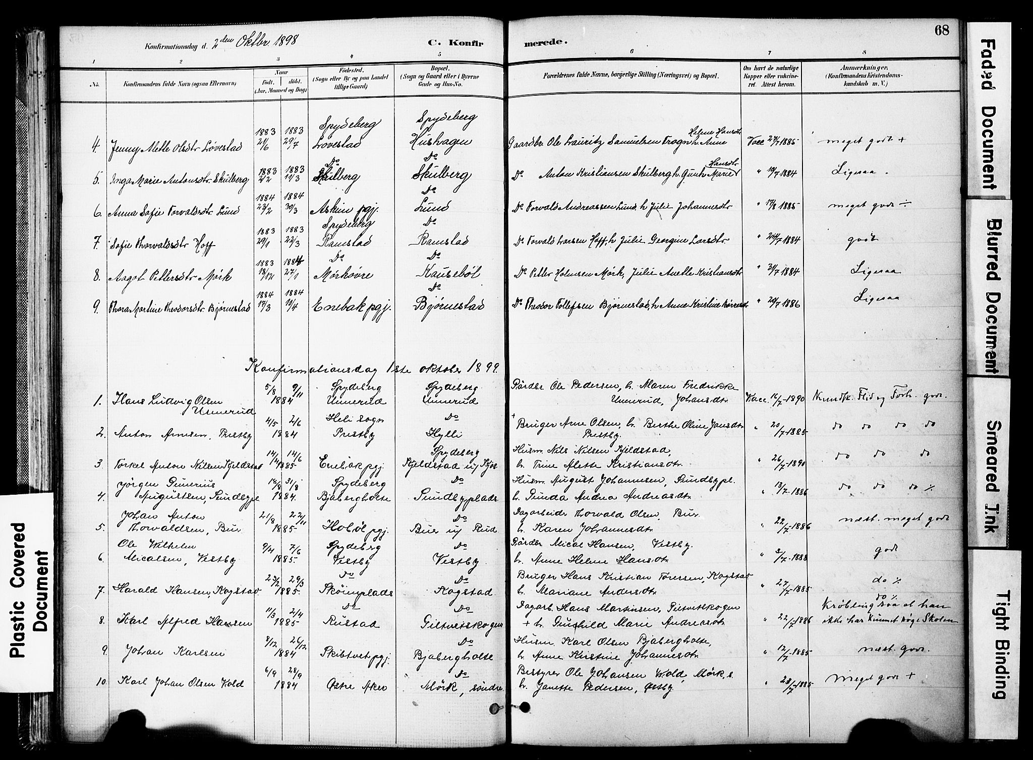 Spydeberg prestekontor Kirkebøker, AV/SAO-A-10924/F/Fa/L0008: Parish register (official) no. I 8, 1886-1900, p. 68