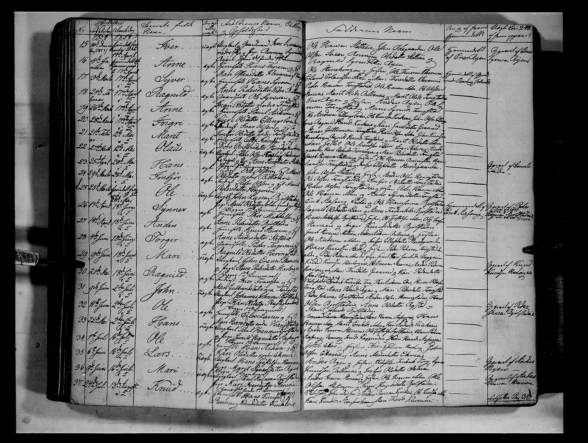 Vågå prestekontor, SAH/PREST-076/H/Ha/Haa/L0005: Parish register (official) no. 5 /2, 1842-1856, p. 243