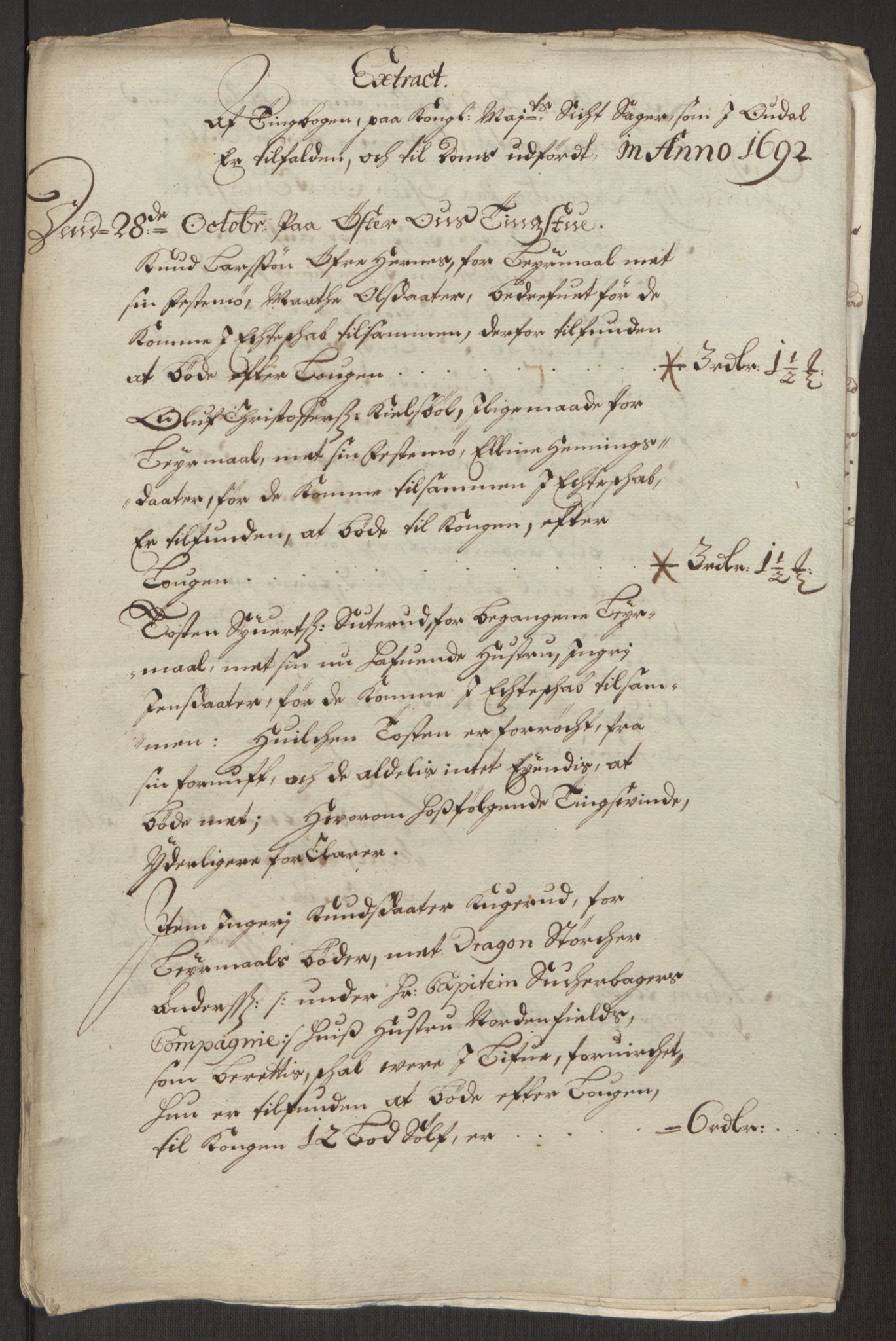 Rentekammeret inntil 1814, Reviderte regnskaper, Fogderegnskap, RA/EA-4092/R13/L0830: Fogderegnskap Solør, Odal og Østerdal, 1692, p. 178