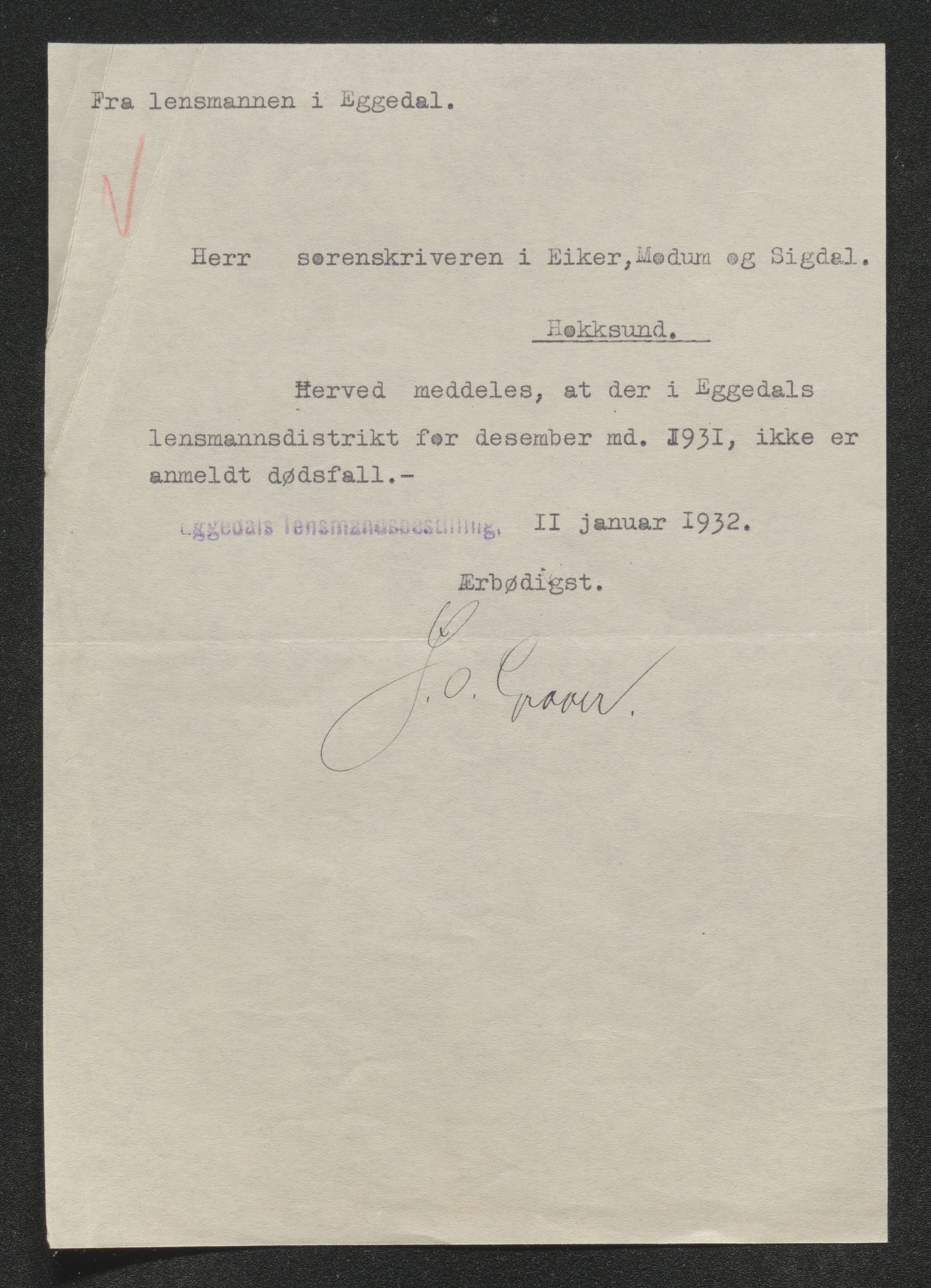 Eiker, Modum og Sigdal sorenskriveri, AV/SAKO-A-123/H/Ha/Hab/L0046: Dødsfallsmeldinger, 1930-1931, p. 1240