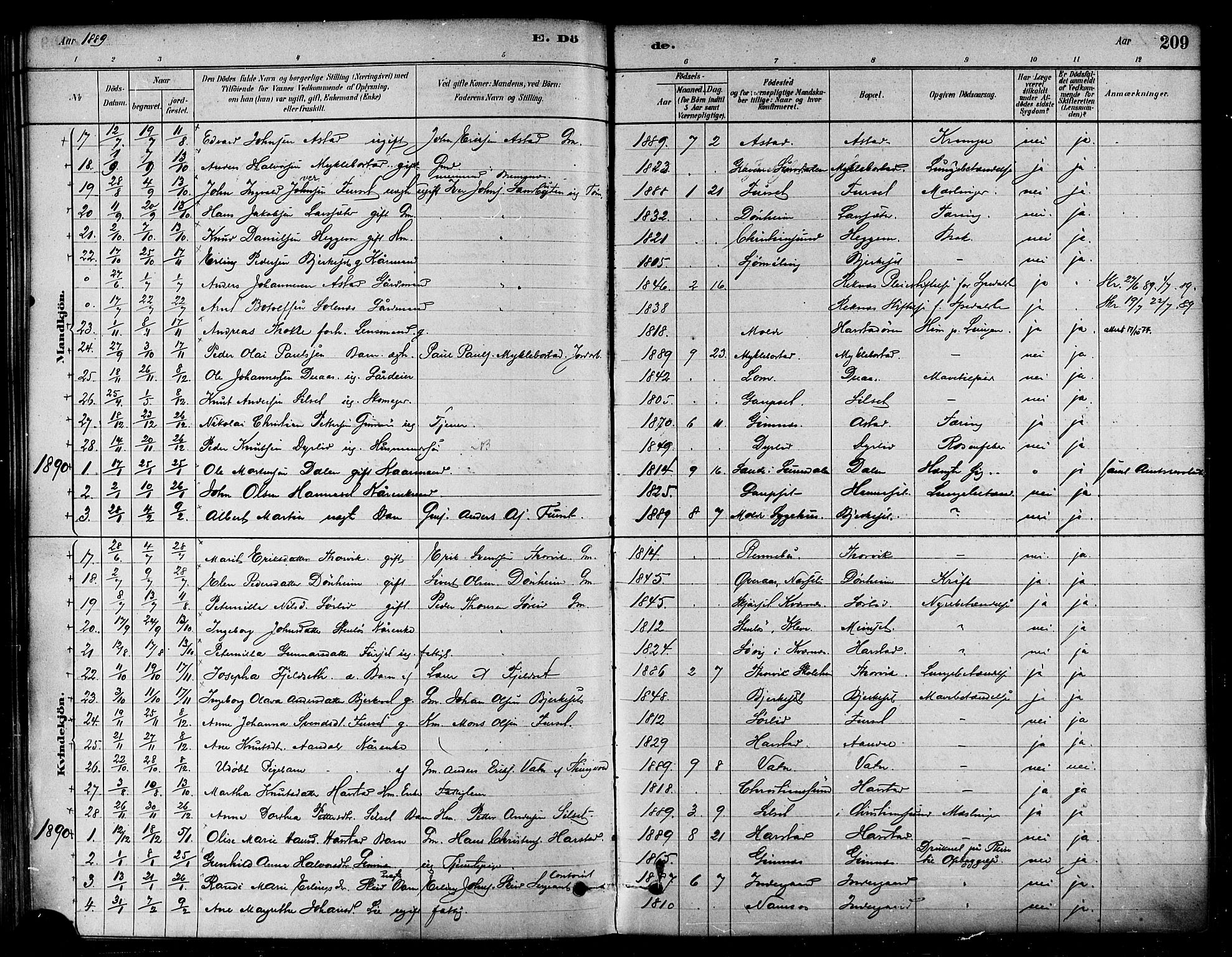 Ministerialprotokoller, klokkerbøker og fødselsregistre - Møre og Romsdal, AV/SAT-A-1454/584/L0967: Parish register (official) no. 584A07, 1879-1894, p. 209