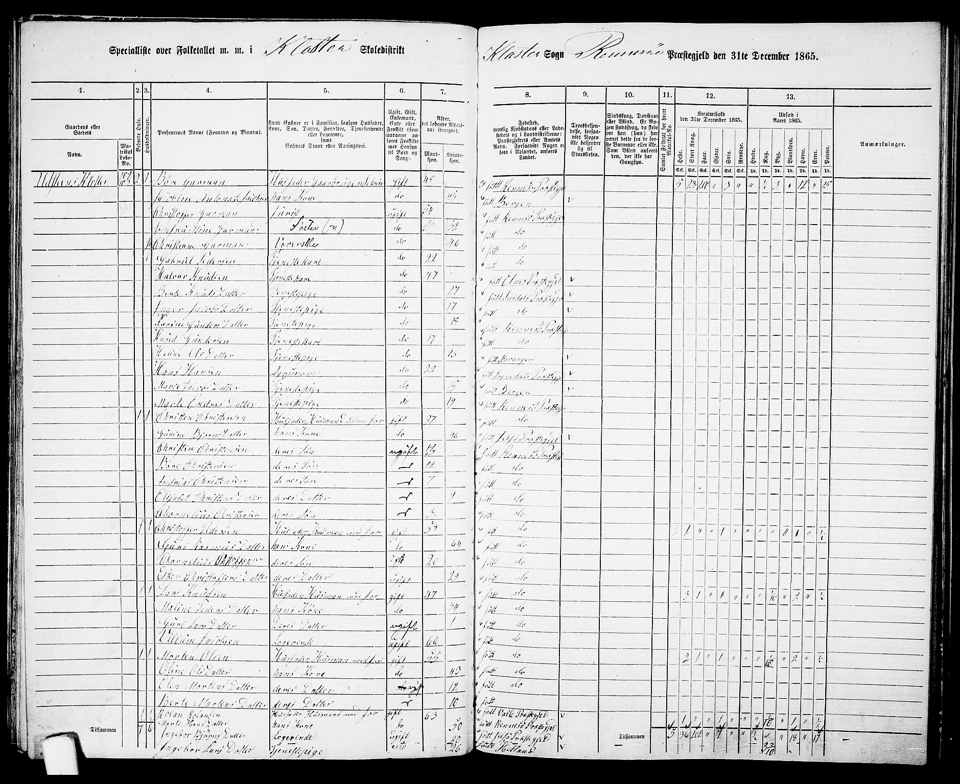 RA, 1865 census for Rennesøy, 1865, p. 60