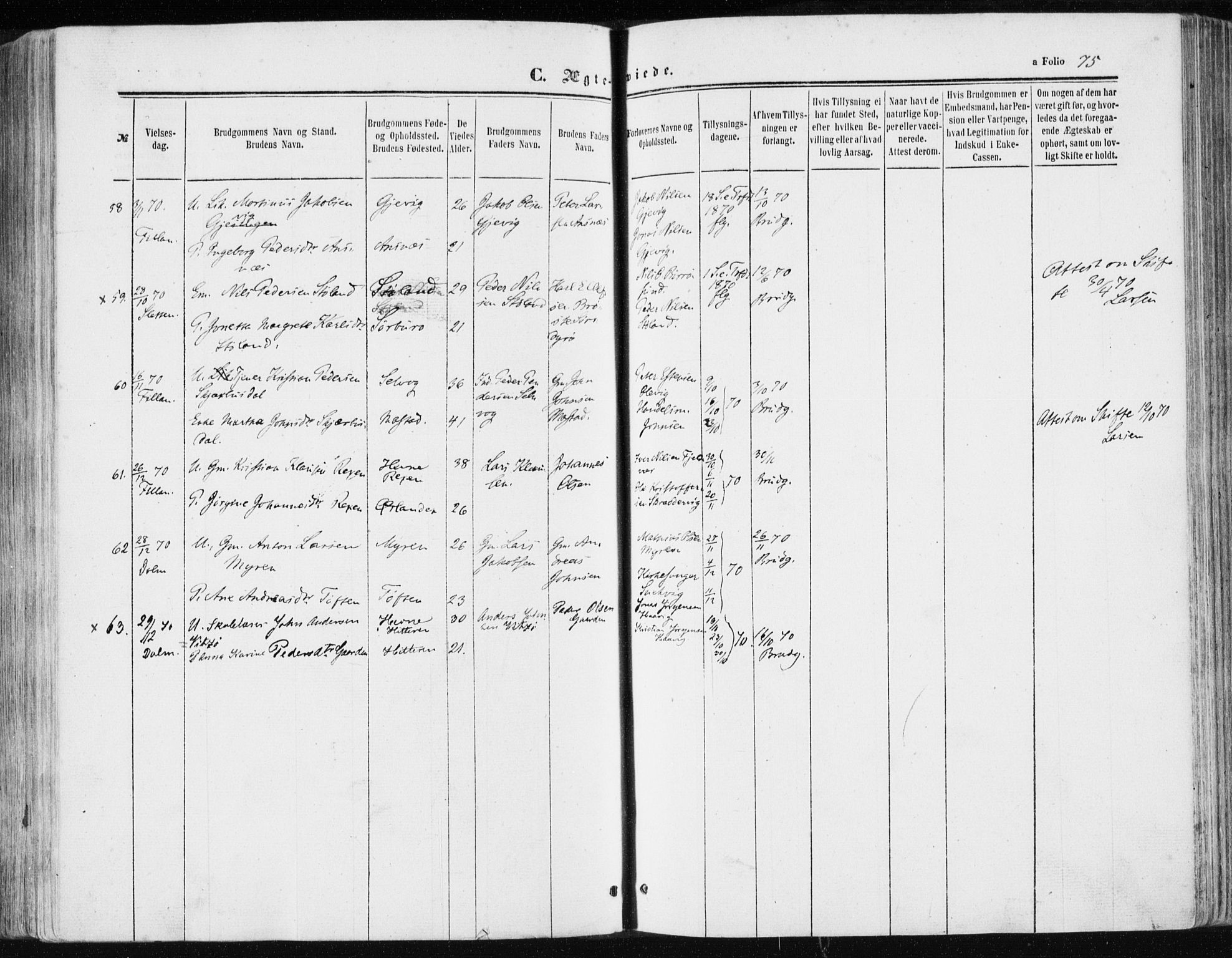 Ministerialprotokoller, klokkerbøker og fødselsregistre - Sør-Trøndelag, AV/SAT-A-1456/634/L0531: Parish register (official) no. 634A07, 1861-1870, p. 75