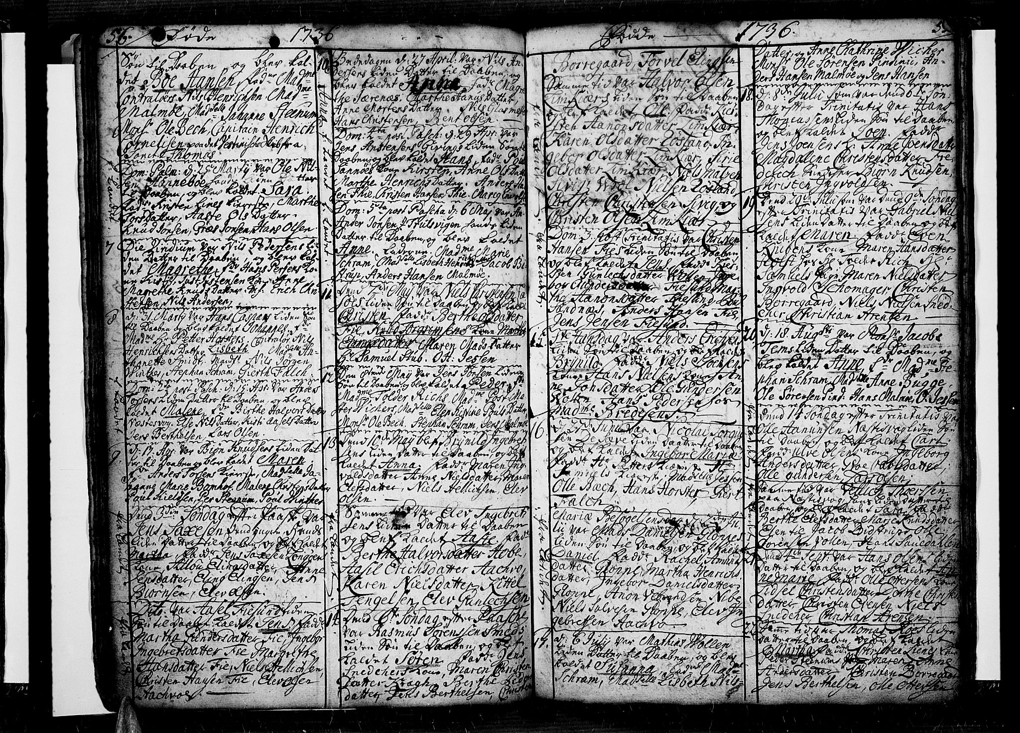 Risør sokneprestkontor, SAK/1111-0035/F/Fb/L0001: Parish register (copy) no. B 1, 1716-1747, p. 56-57