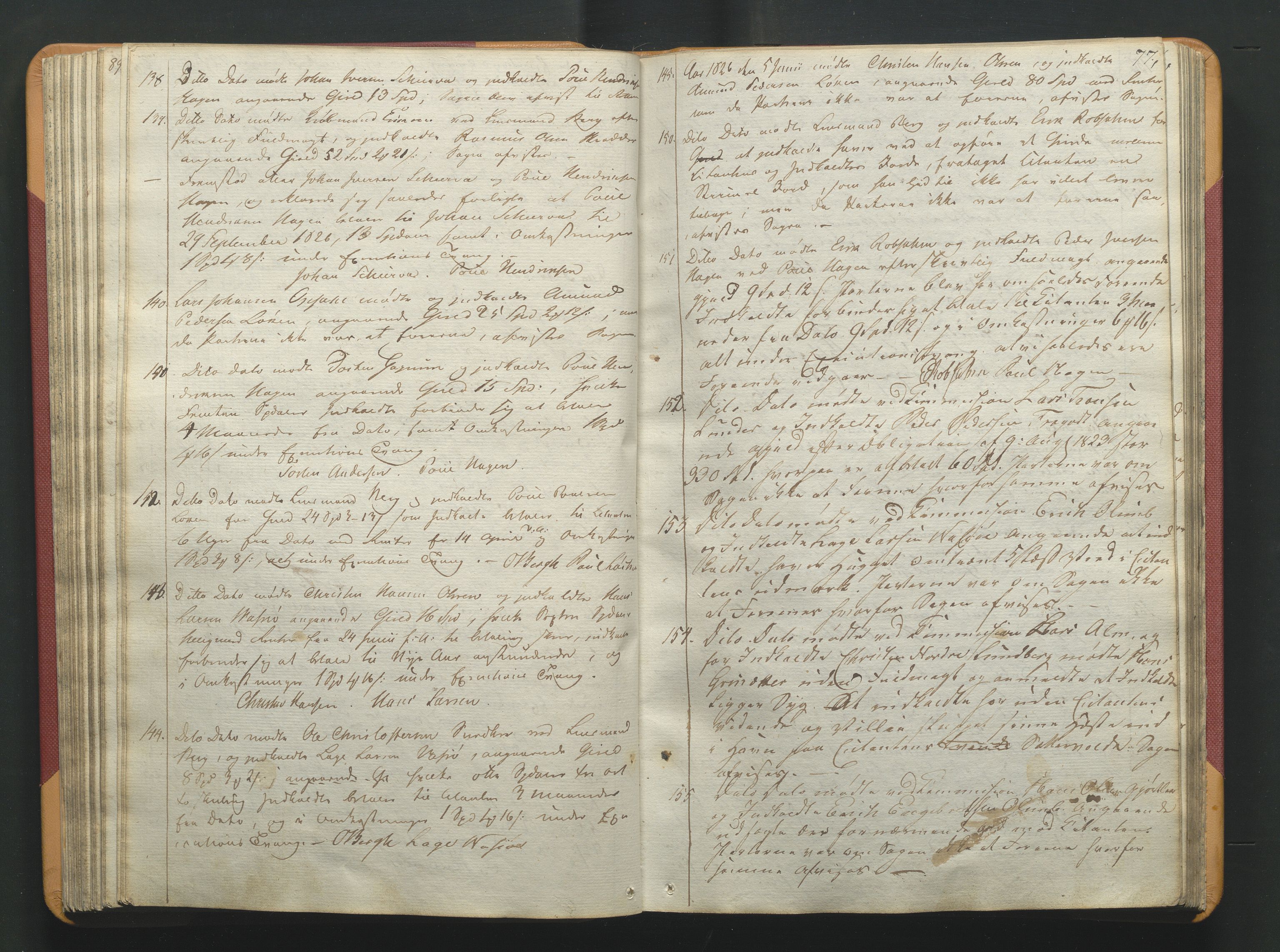 Hadeland forlikskommisjon, AV/SAH-FLIKH-061/A/Aa/L0005: Forhandlingsprotokoll, 1825-1828, p. 76b-77a