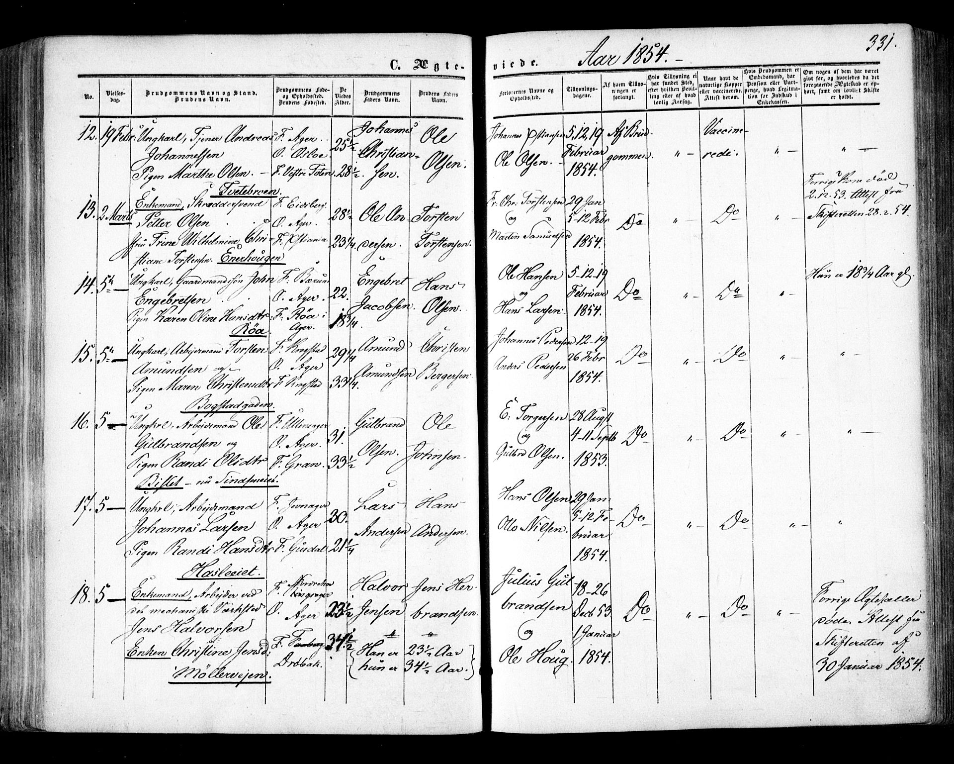 Aker prestekontor kirkebøker, SAO/A-10861/F/L0020: Parish register (official) no. 20, 1853-1857, p. 331