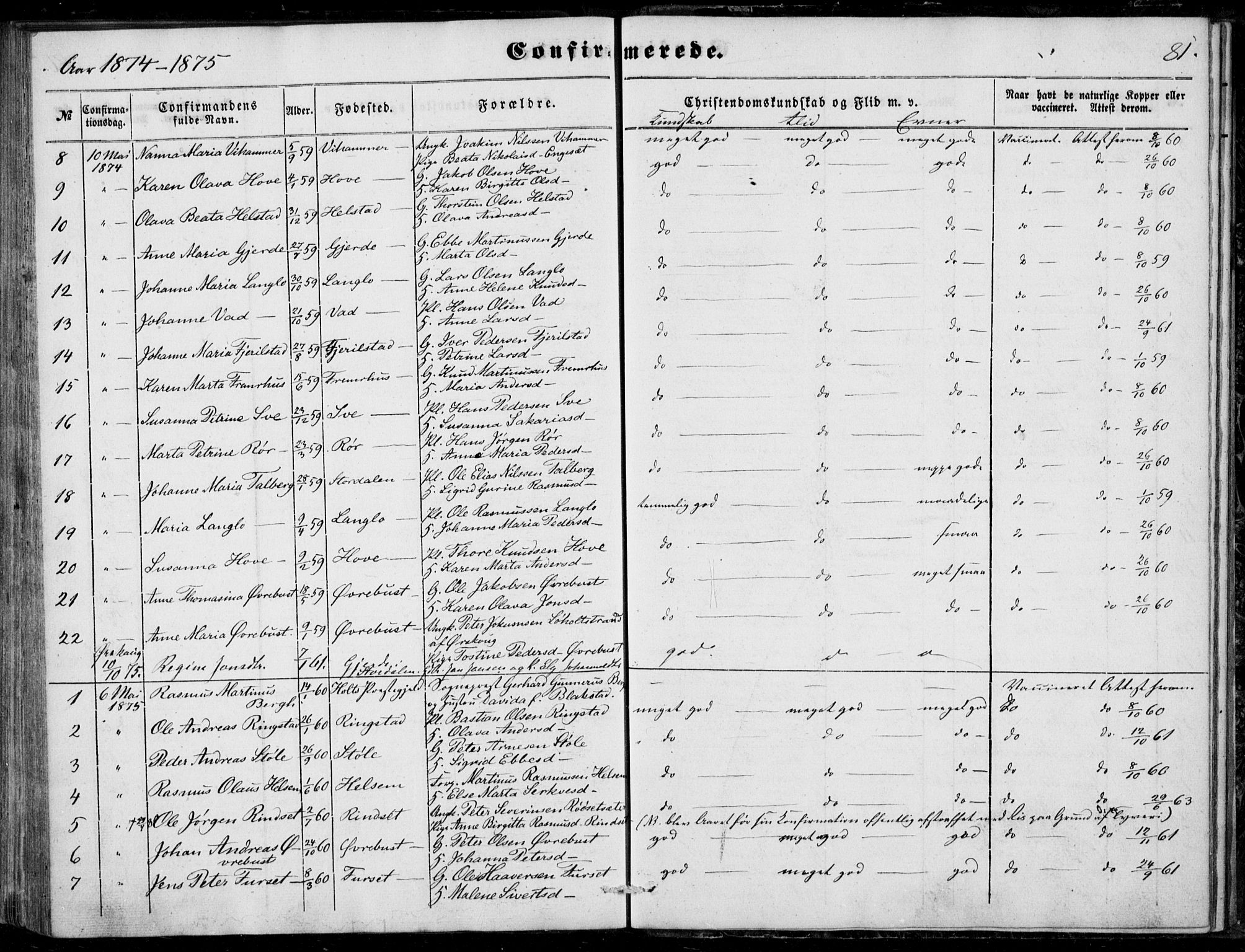 Ministerialprotokoller, klokkerbøker og fødselsregistre - Møre og Romsdal, SAT/A-1454/520/L0281: Parish register (official) no. 520A10, 1851-1881, p. 81