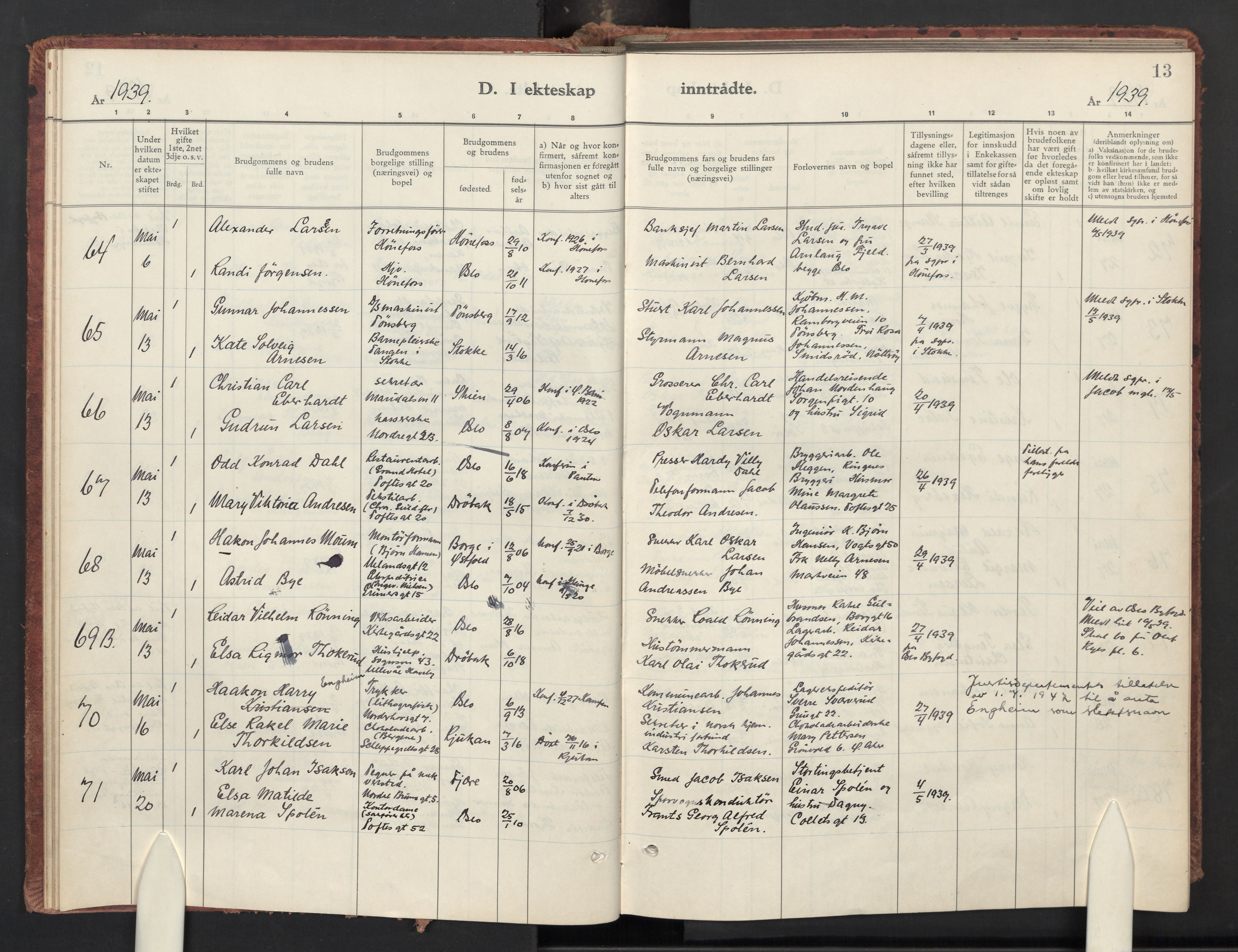 Paulus prestekontor Kirkebøker, AV/SAO-A-10871/F/Fa/L0031: Parish register (official) no. 31, 1938-1948, p. 13