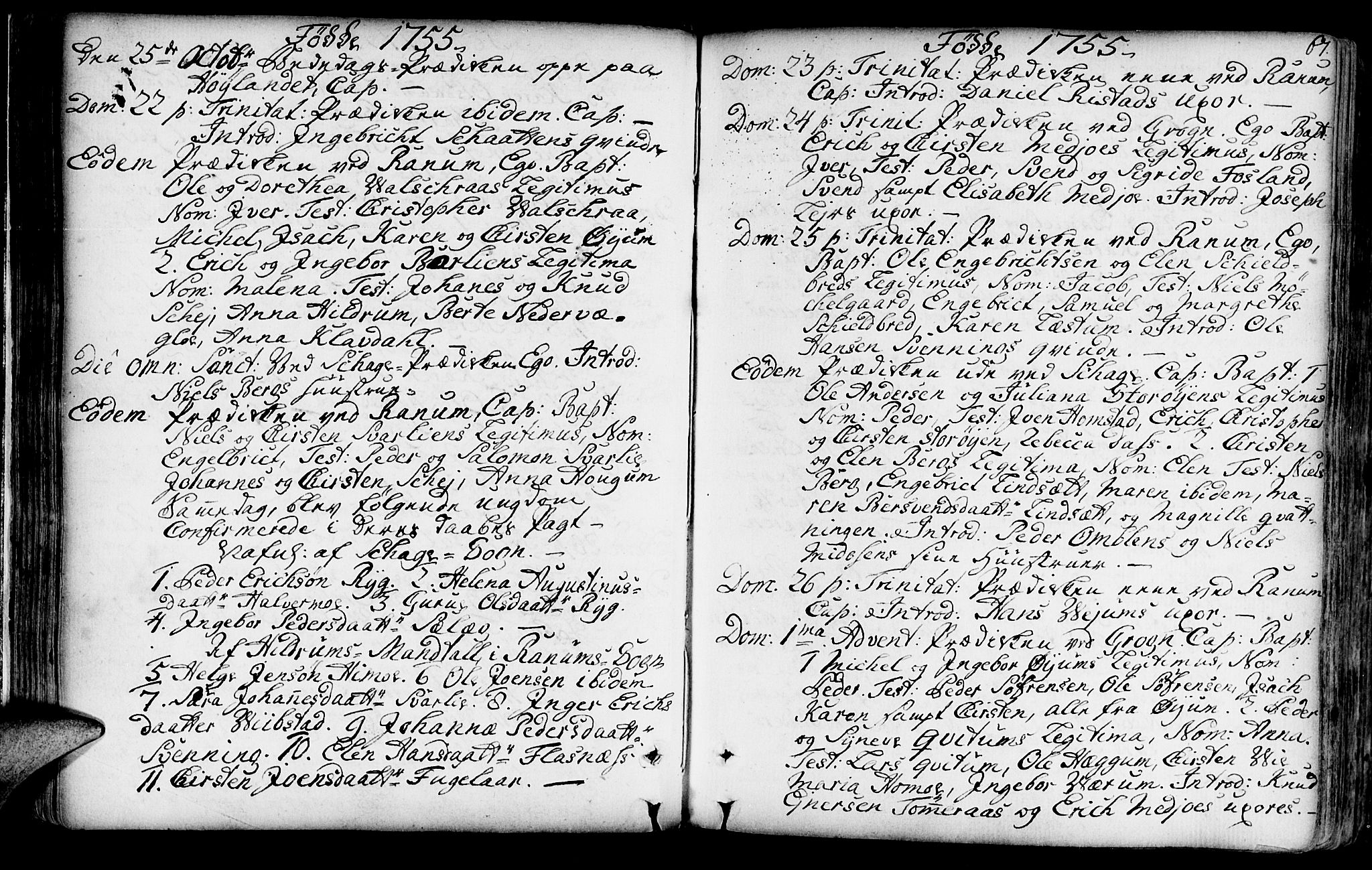 Ministerialprotokoller, klokkerbøker og fødselsregistre - Nord-Trøndelag, SAT/A-1458/764/L0542: Parish register (official) no. 764A02, 1748-1779, p. 67