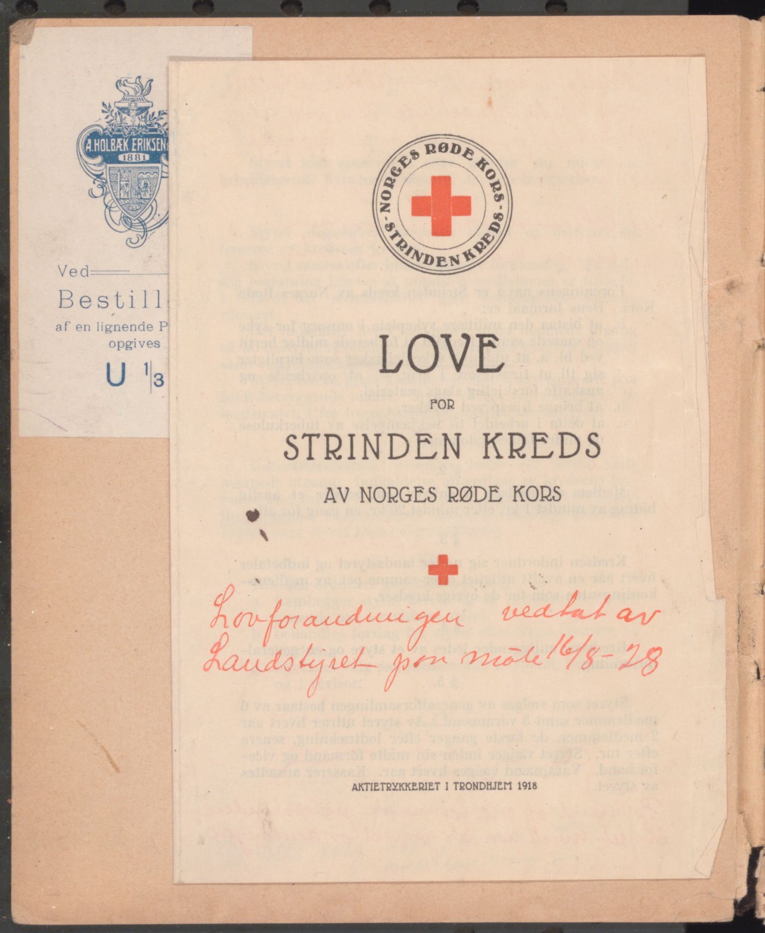 Trondheim Røde Kors, TRKO/PA-1204/A/Ab/L0001: Forhandlingsprotokoll for styret Strinda Røde Kors, 1914-1925, p. 2