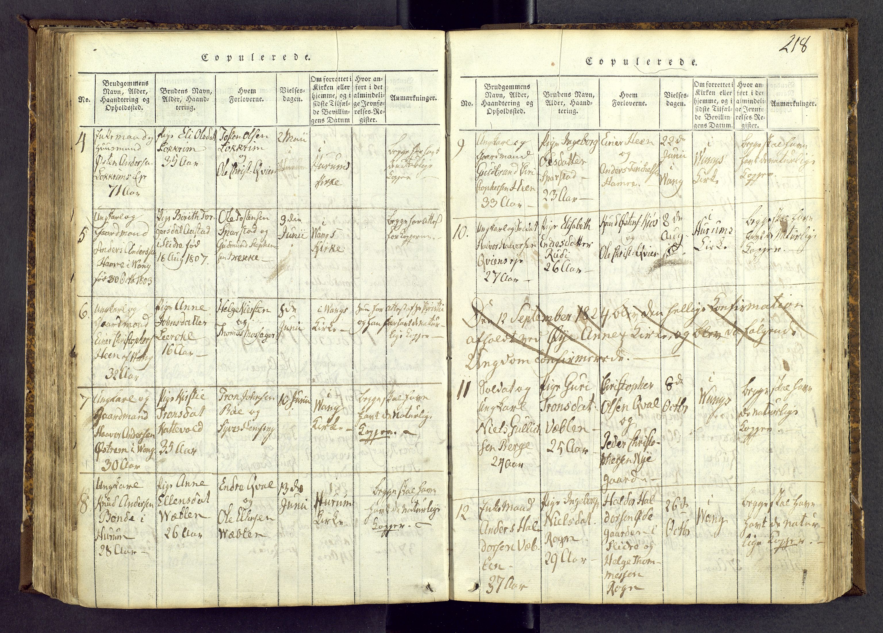 Vang prestekontor, Valdres, SAH/PREST-140/H/Ha/L0004: Parish register (official) no. 4, 1814-1831, p. 218