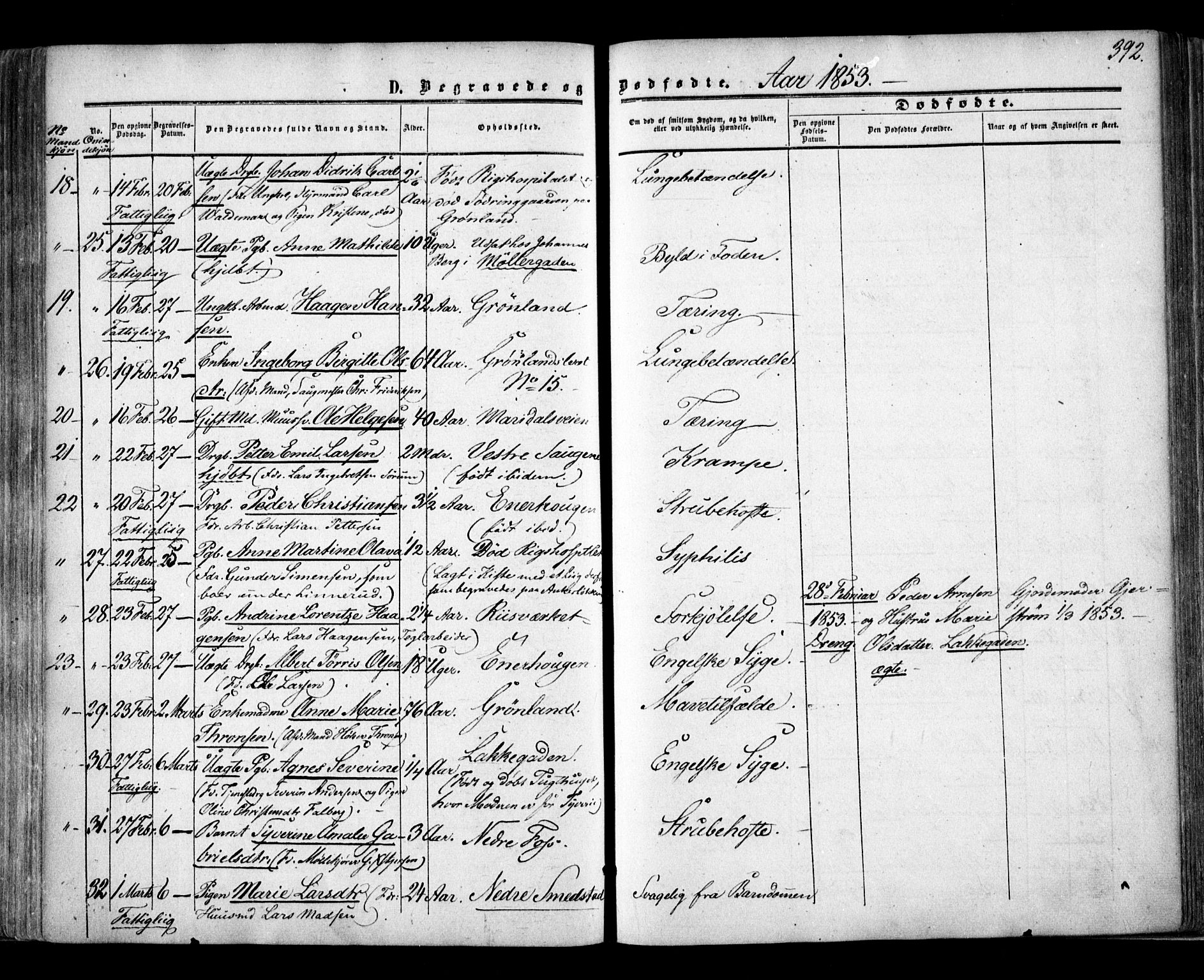 Aker prestekontor kirkebøker, AV/SAO-A-10861/F/L0020: Parish register (official) no. 20, 1853-1857, p. 392