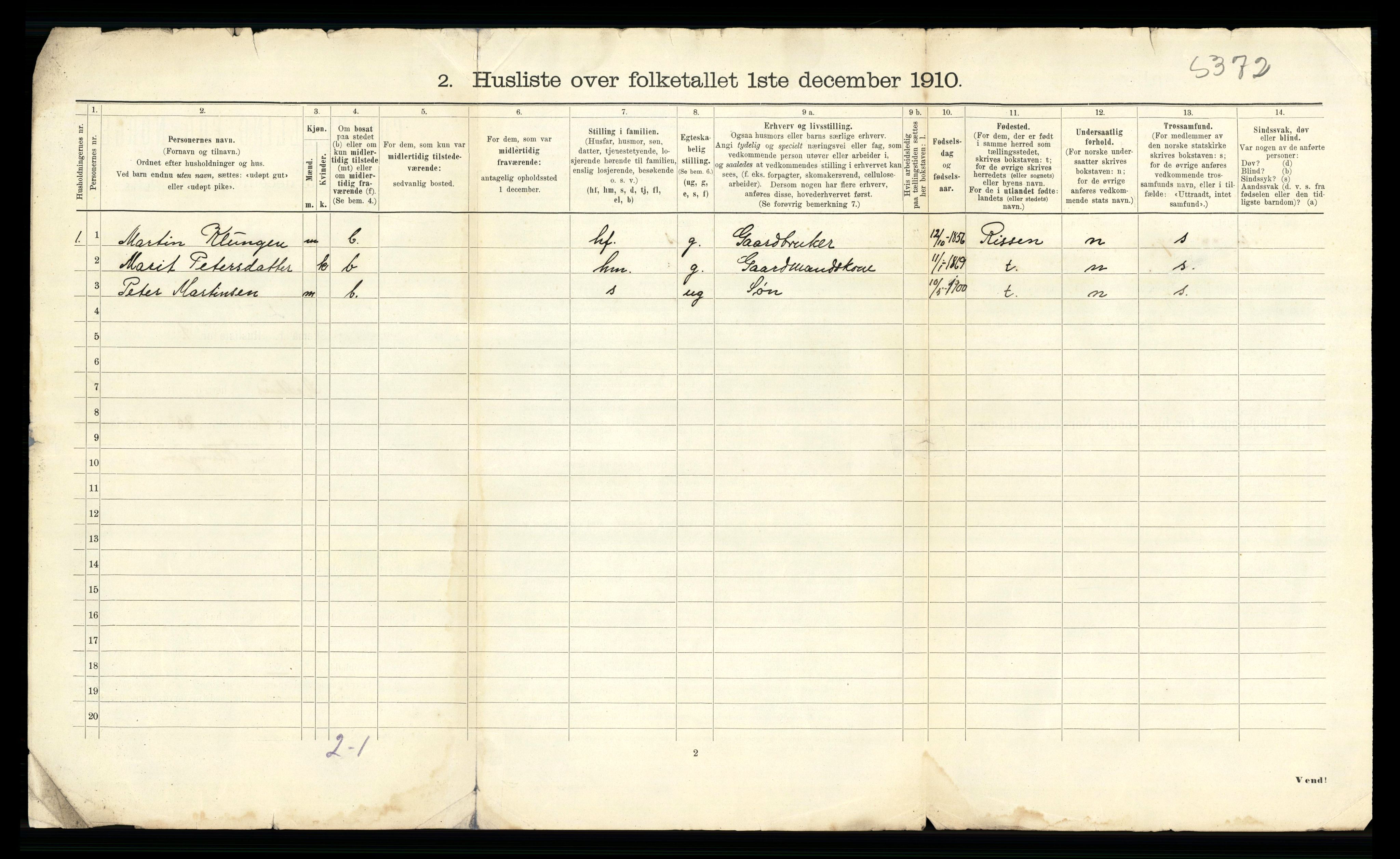 RA, 1910 census for Melhus, 1910, p. 27