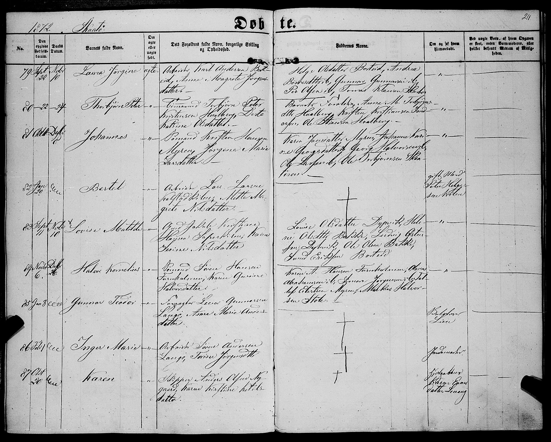 Sannidal kirkebøker, AV/SAKO-A-296/F/Fa/L0011: Parish register (official) no. 11, 1863-1873, p. 211