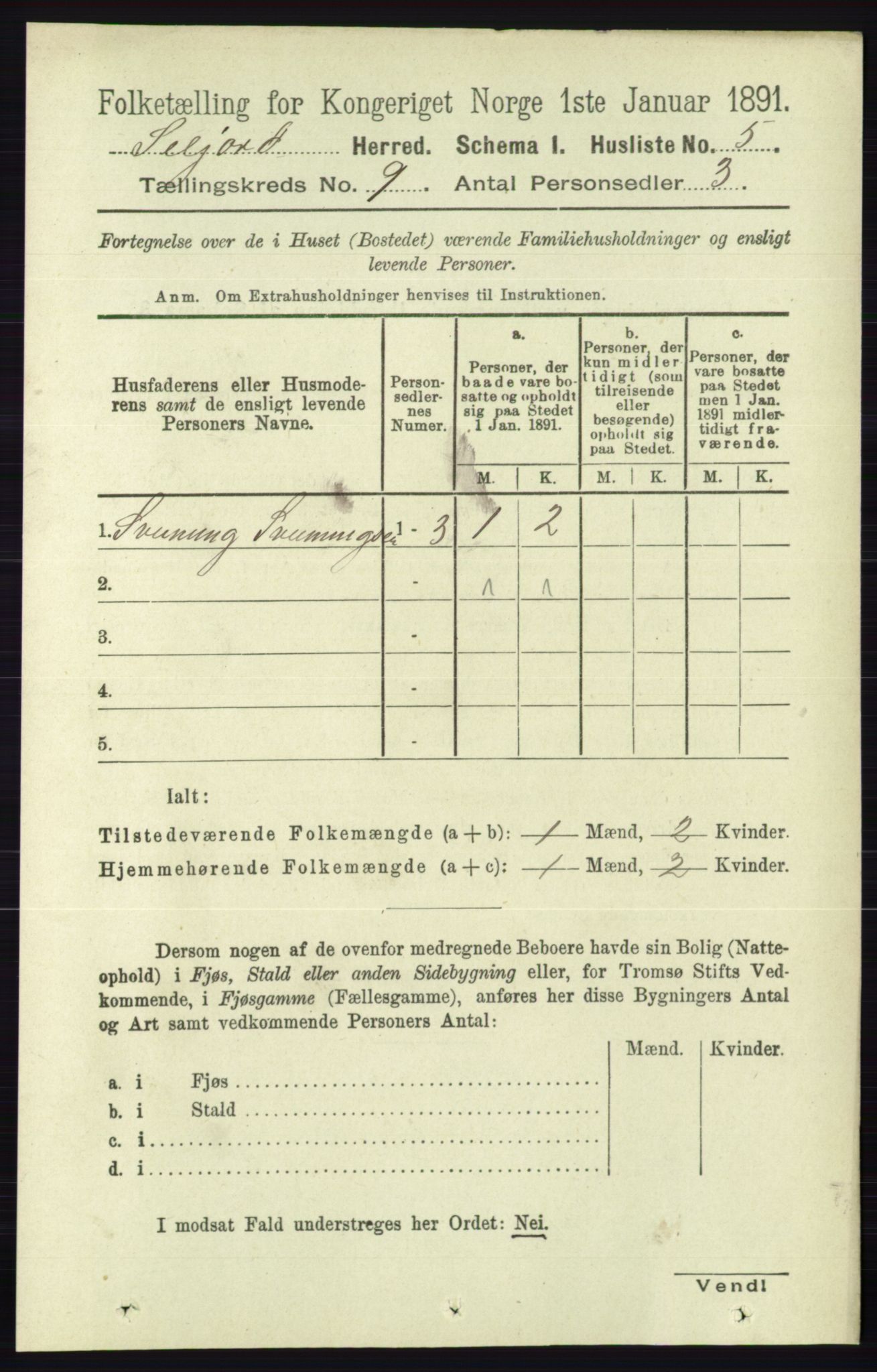 RA, 1891 census for 0828 Seljord, 1891, p. 3129