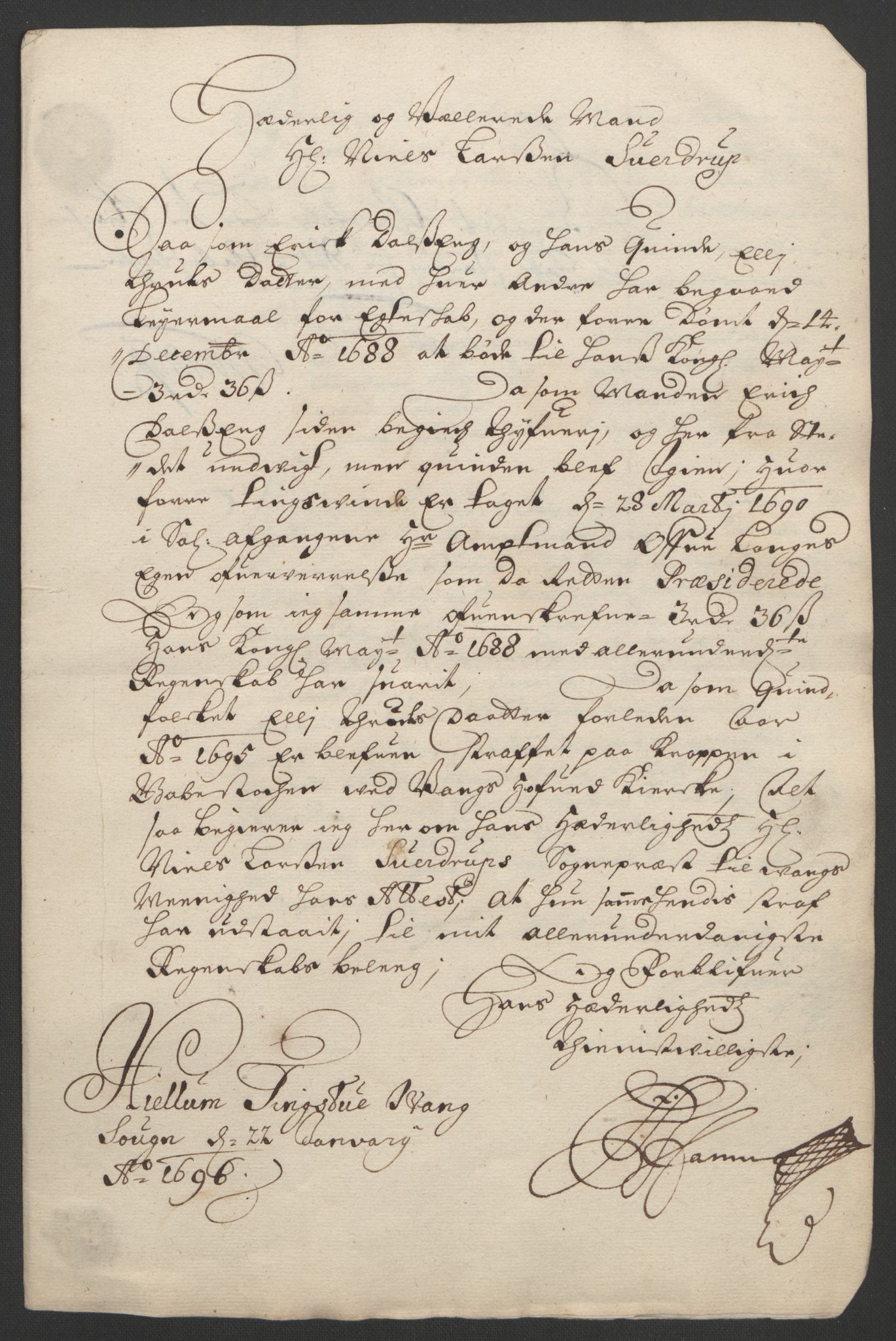 Rentekammeret inntil 1814, Reviderte regnskaper, Fogderegnskap, AV/RA-EA-4092/R16/L1036: Fogderegnskap Hedmark, 1695-1696, p. 246