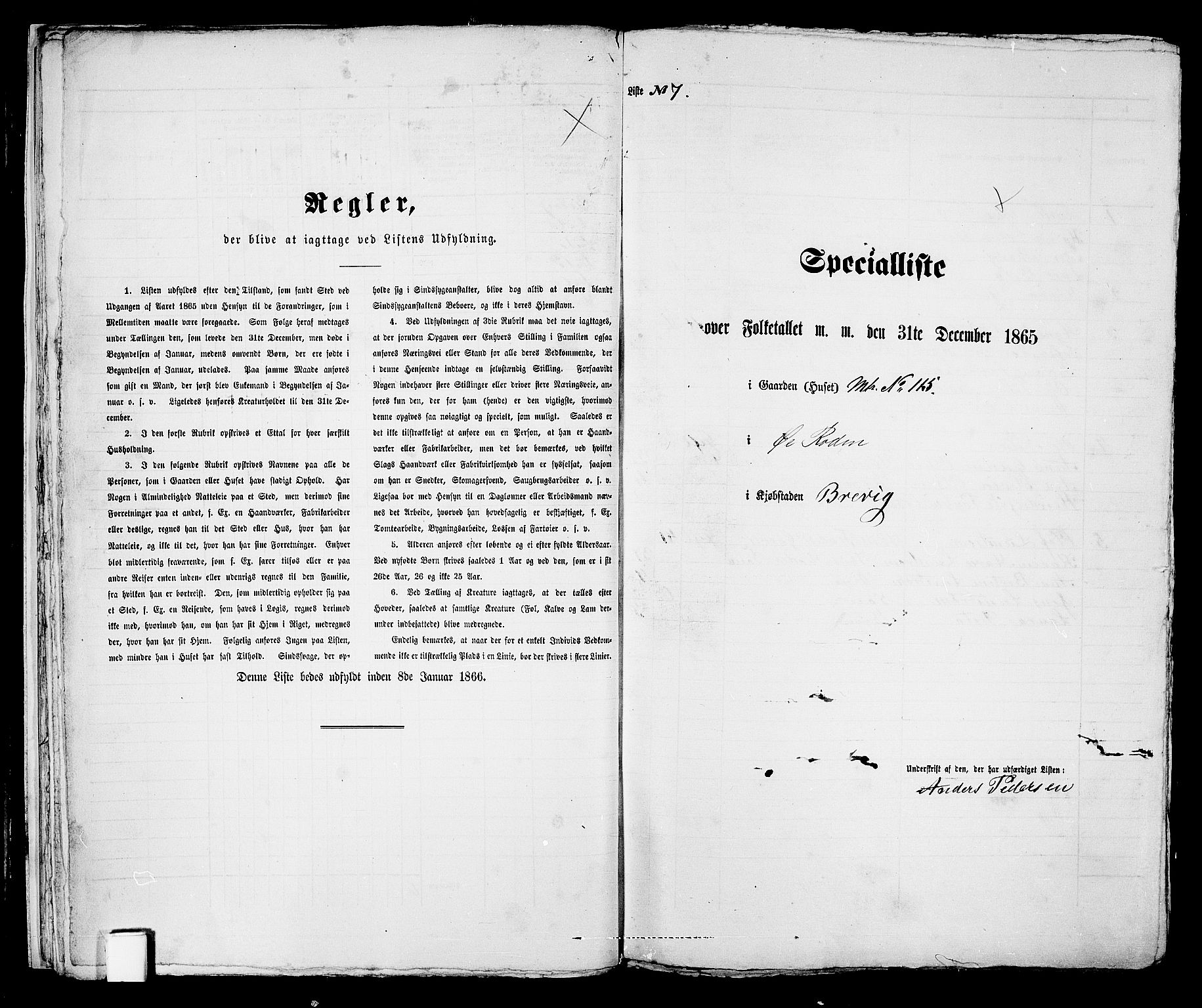 RA, 1865 census for Brevik, 1865, p. 22