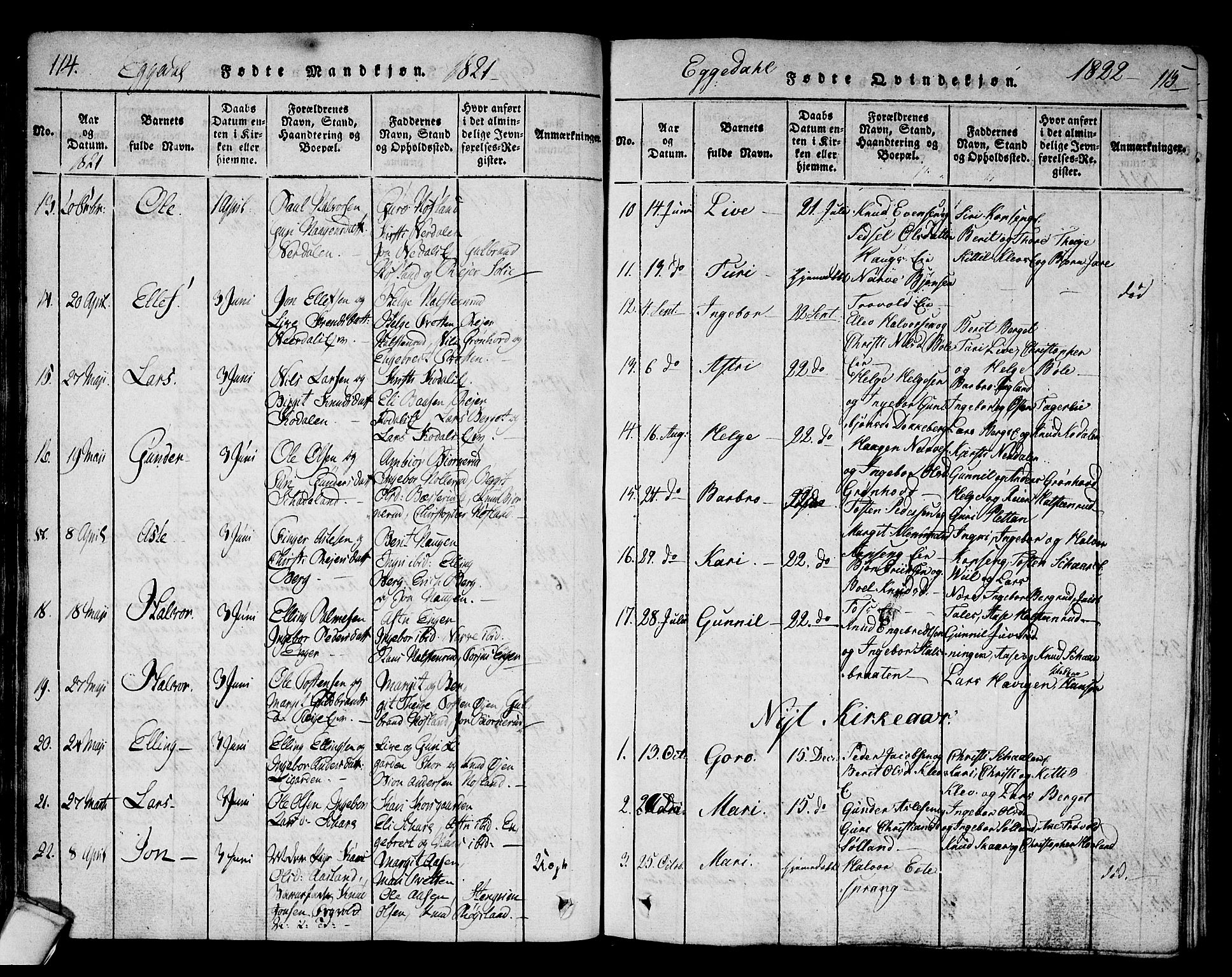 Sigdal kirkebøker, AV/SAKO-A-245/F/Fa/L0005: Parish register (official) no. I 5 /2, 1815-1829, p. 114-115