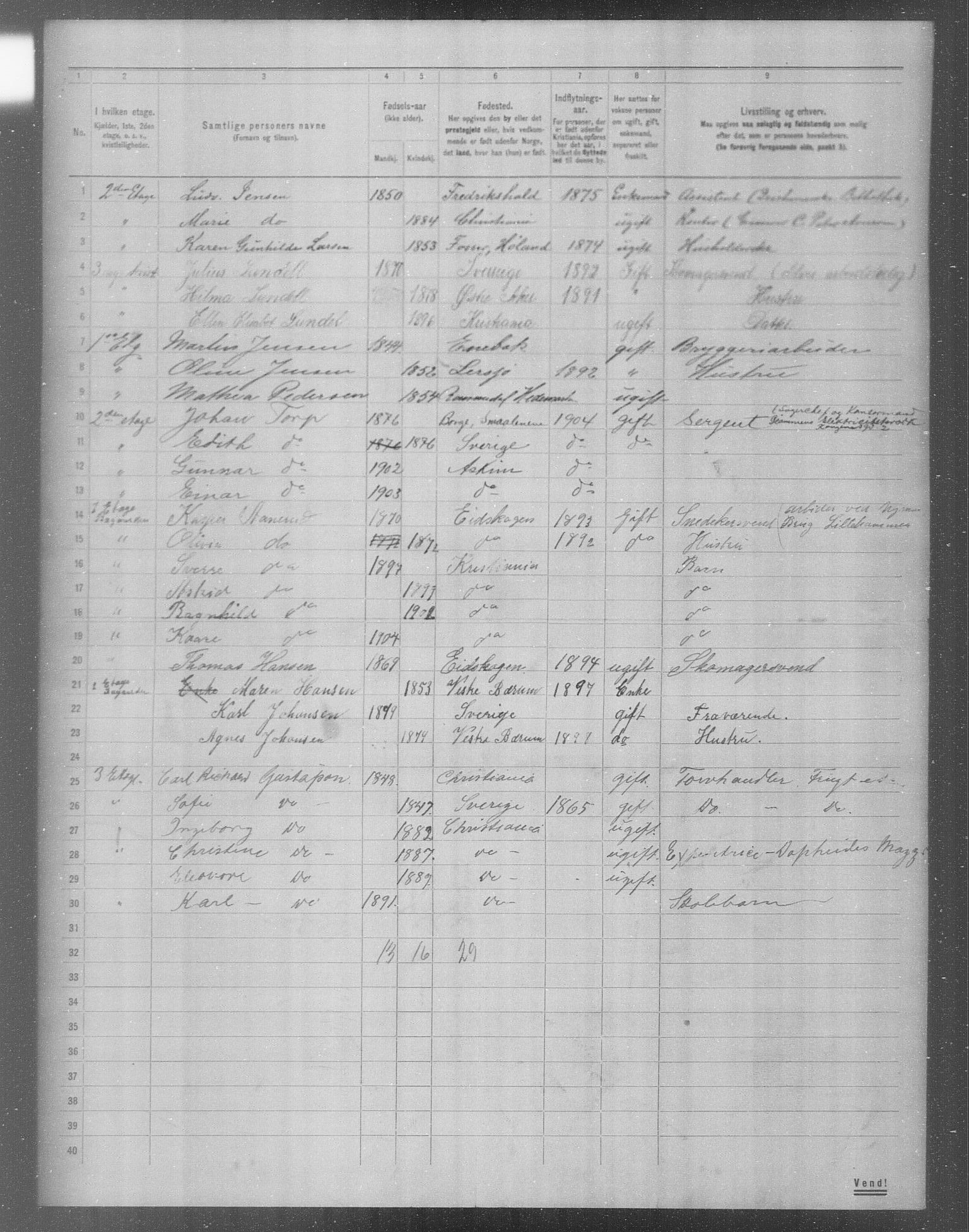 OBA, Municipal Census 1904 for Kristiania, 1904, p. 14018