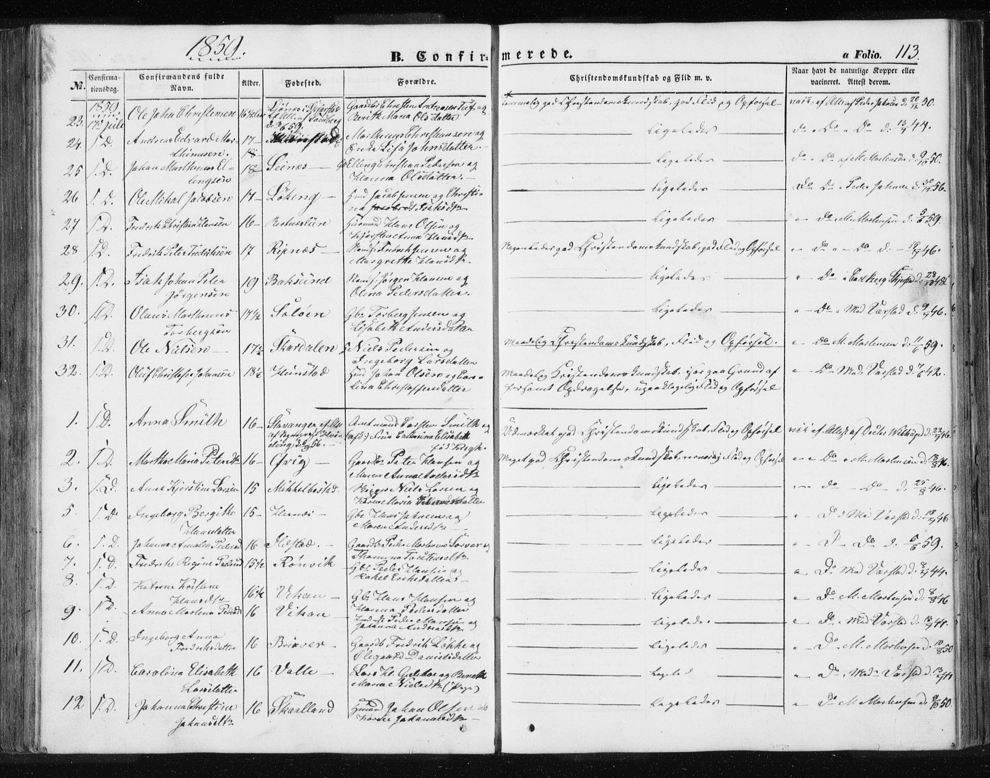 Ministerialprotokoller, klokkerbøker og fødselsregistre - Nordland, AV/SAT-A-1459/801/L0028: Parish register (copy) no. 801C03, 1855-1867, p. 113