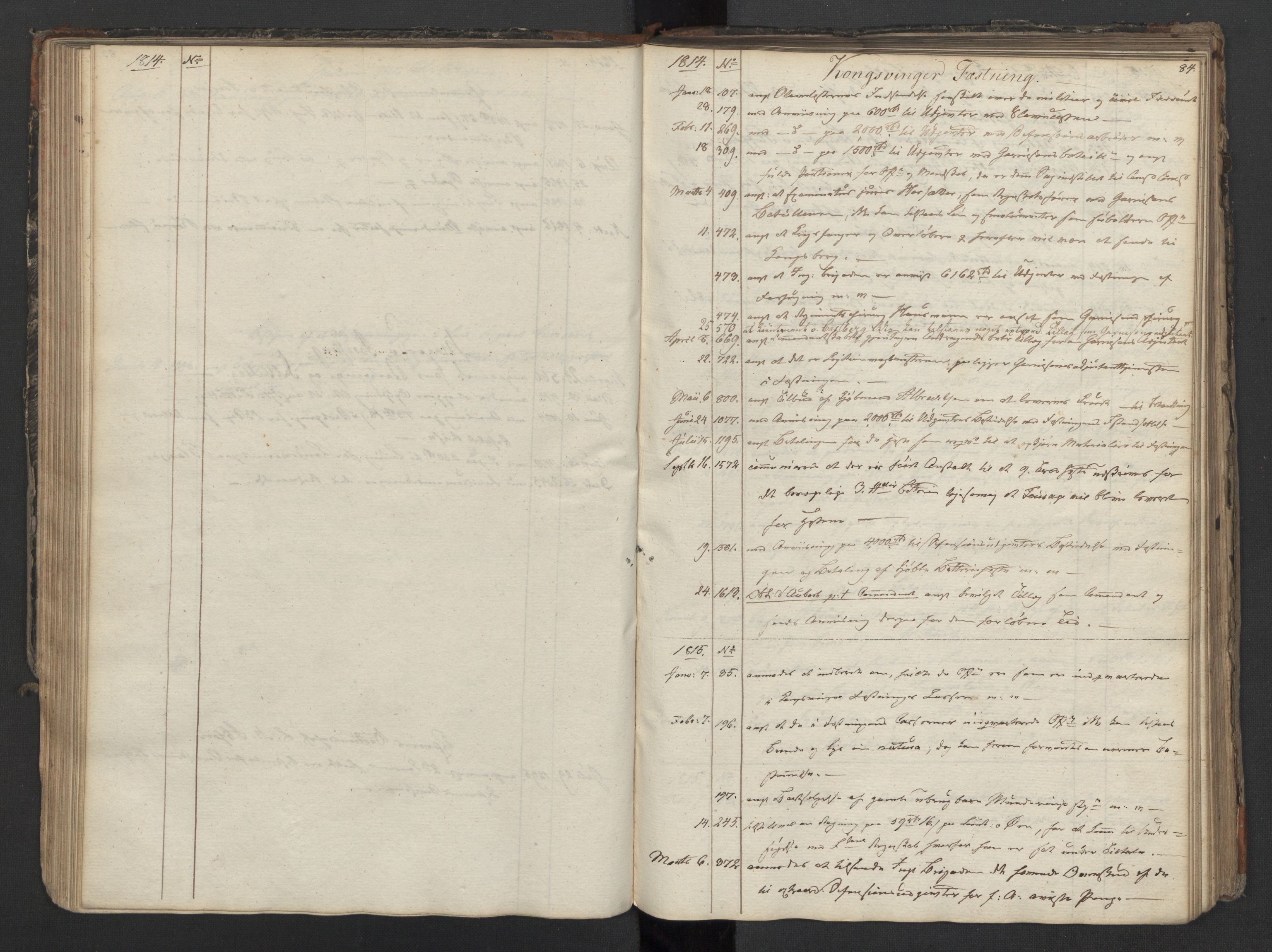 Generalitets- og kommissariatskollegiet, Det kongelige norske kommissariatskollegium, AV/RA-EA-5420/B/L0127b: Kommissariatskollegiets register over utgående brev, 1814-1815, p. 84