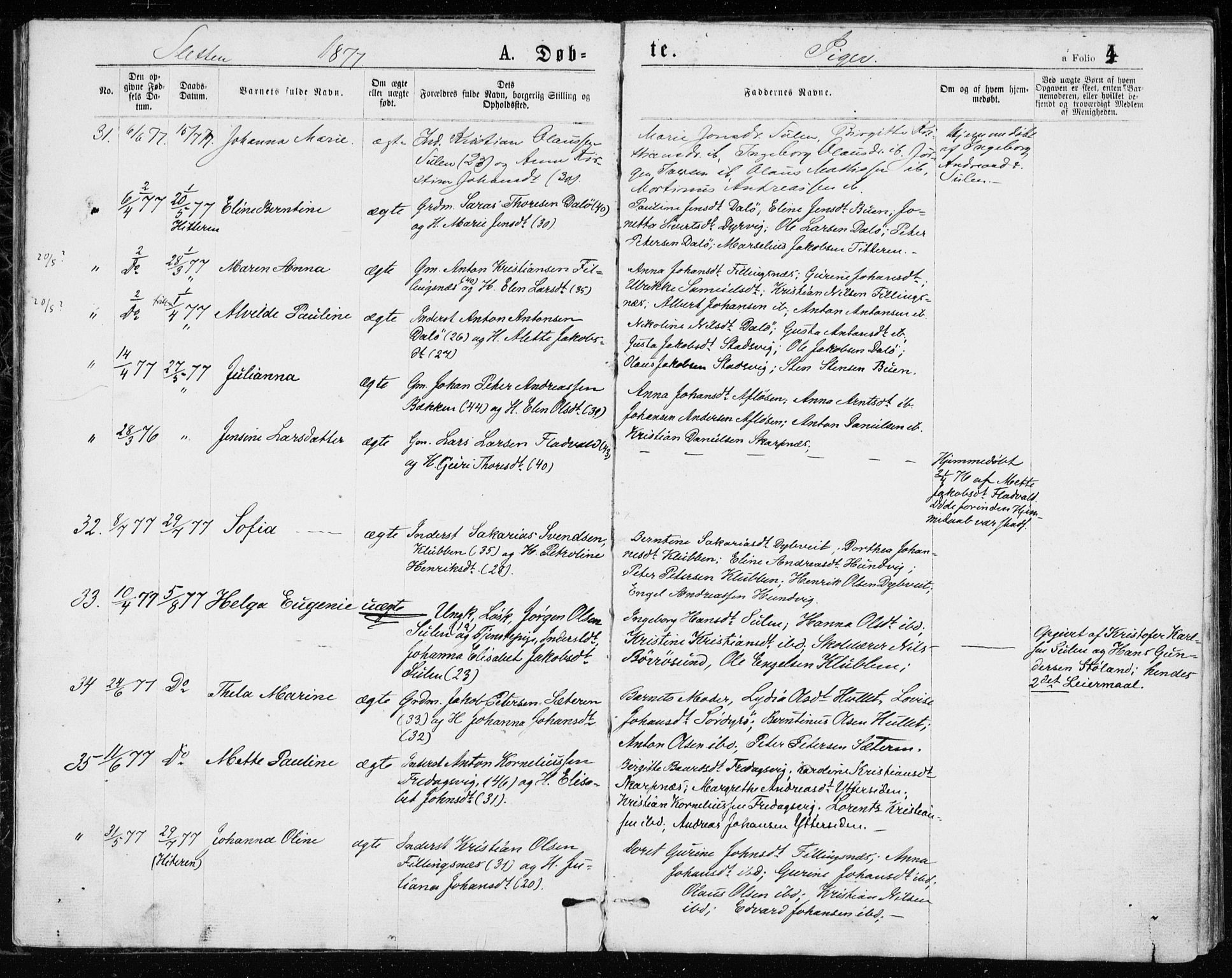 Ministerialprotokoller, klokkerbøker og fødselsregistre - Sør-Trøndelag, AV/SAT-A-1456/640/L0577: Parish register (official) no. 640A02, 1877-1878, p. 4