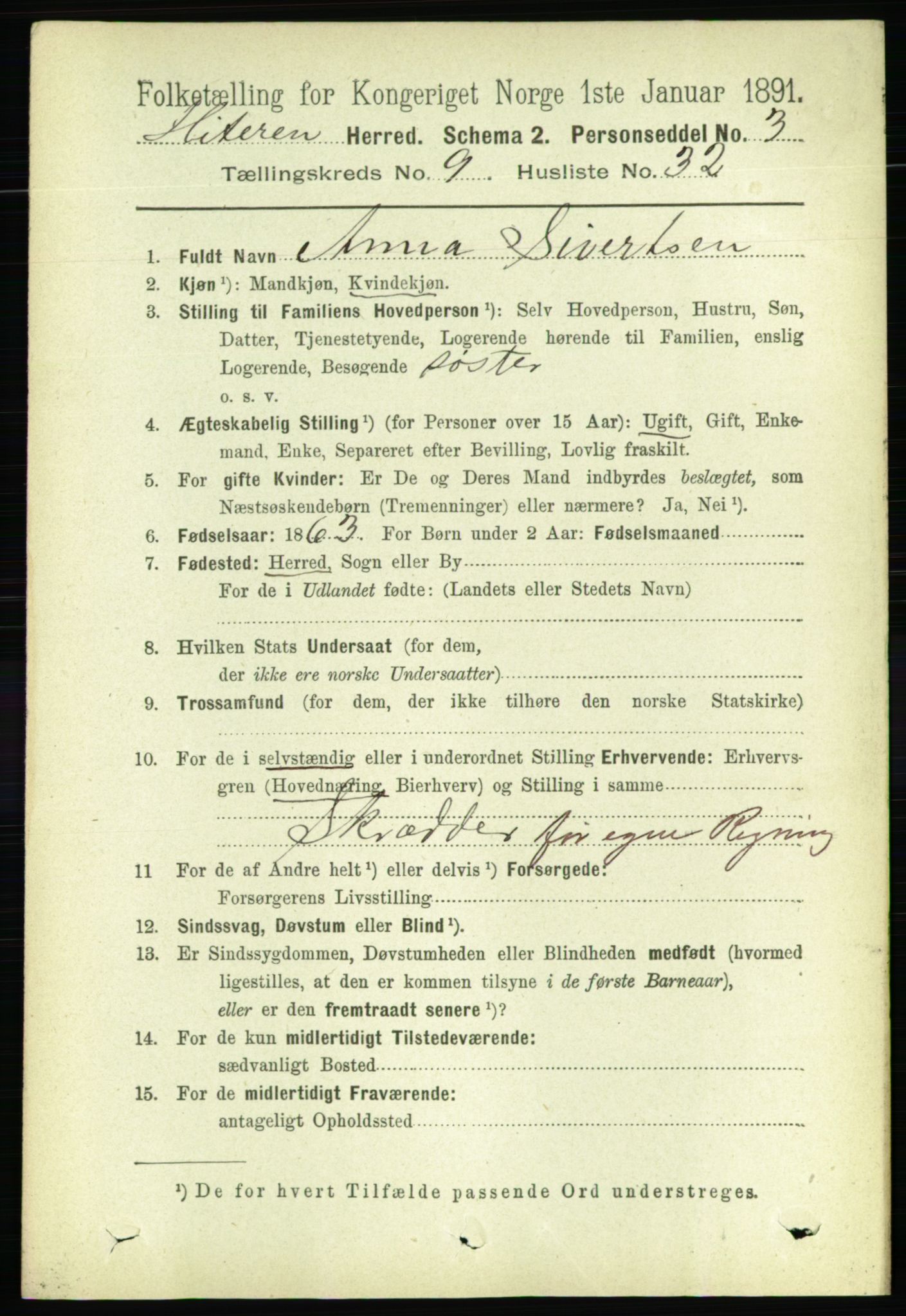 RA, 1891 census for 1617 Hitra, 1891, p. 1977