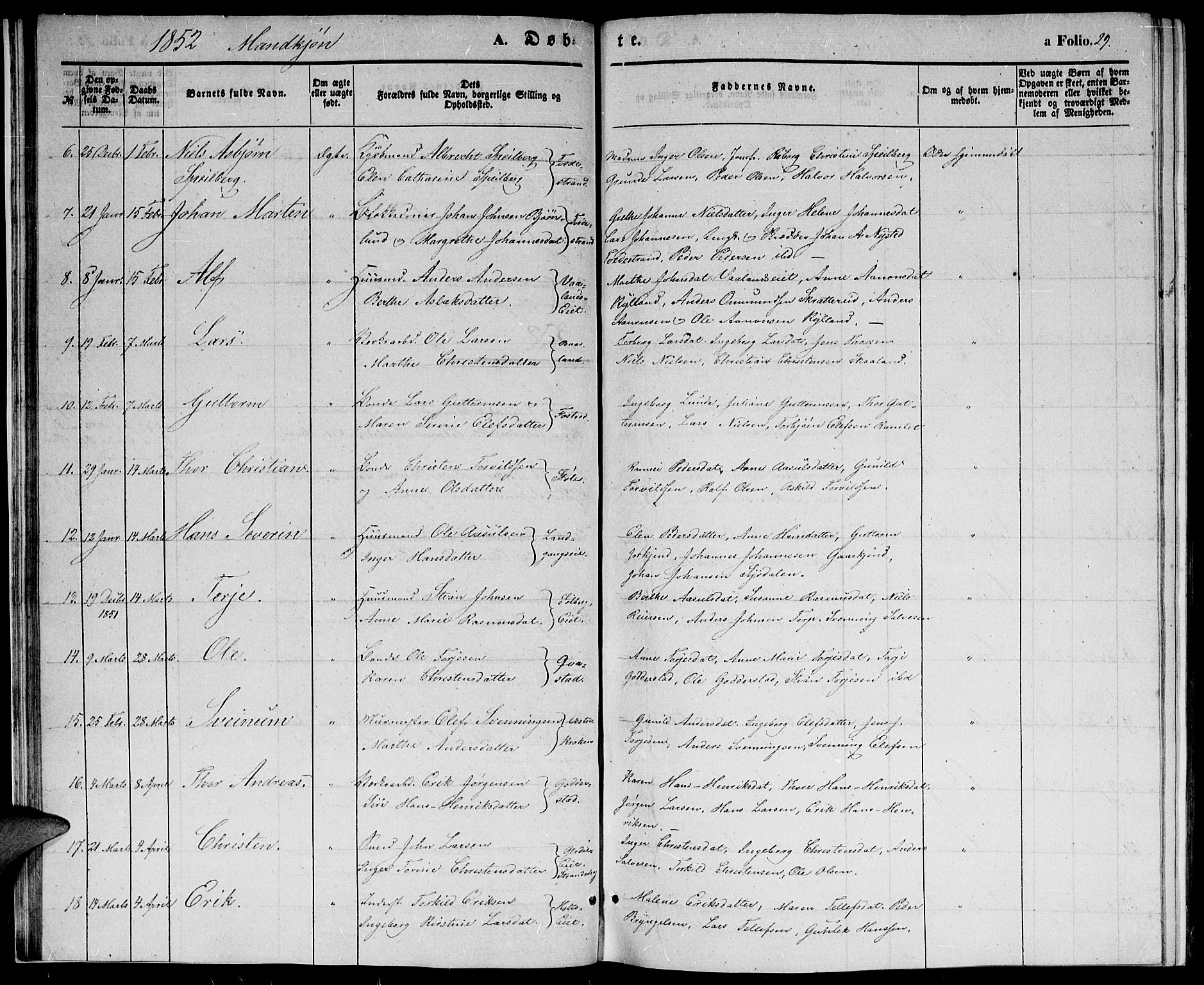 Holt sokneprestkontor, AV/SAK-1111-0021/F/Fb/L0007: Parish register (copy) no. B 7, 1849-1858, p. 29