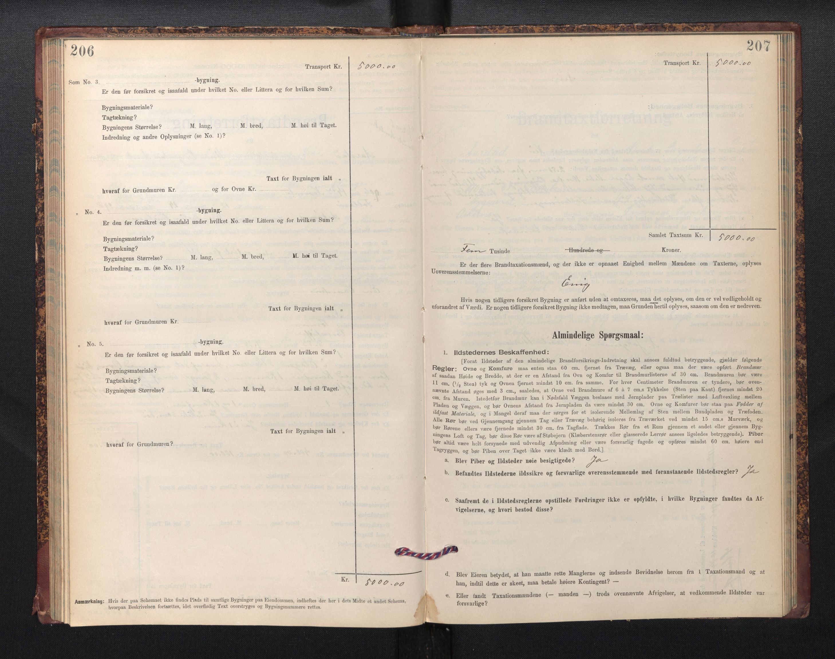 Lensmannen i Årstad, SAB/A-36201/0012/L0013: Branntakstprotokoll,skjematakst, 1901-1907, p. 206-207