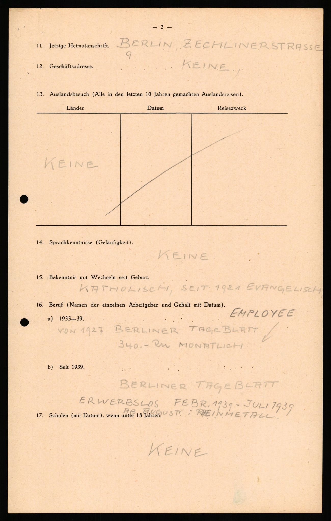 Forsvaret, Forsvarets overkommando II, AV/RA-RAFA-3915/D/Db/L0024: CI Questionaires. Tyske okkupasjonsstyrker i Norge. Tyskere., 1945-1946, p. 29