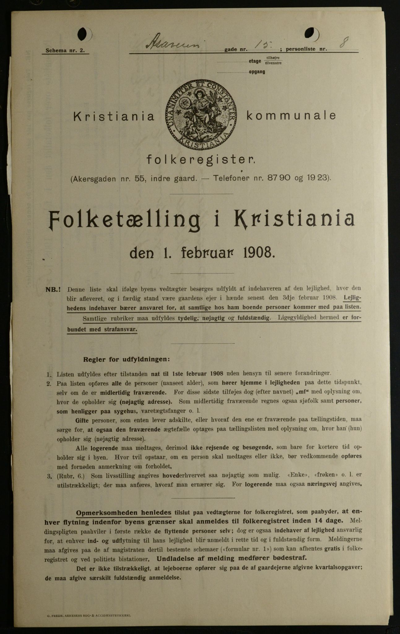 OBA, Municipal Census 1908 for Kristiania, 1908, p. 117696