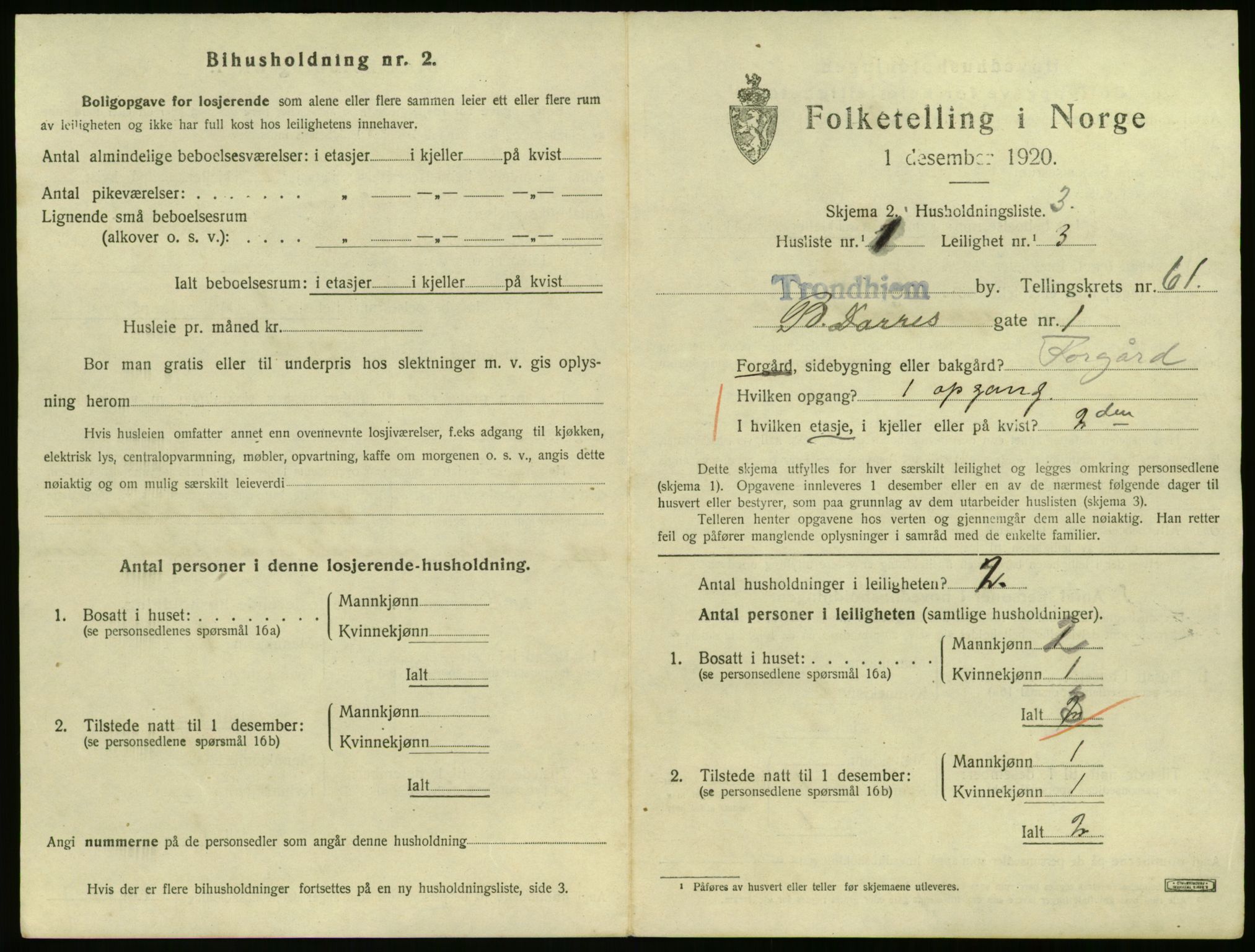 SAT, 1920 census for Trondheim, 1920, p. 27744