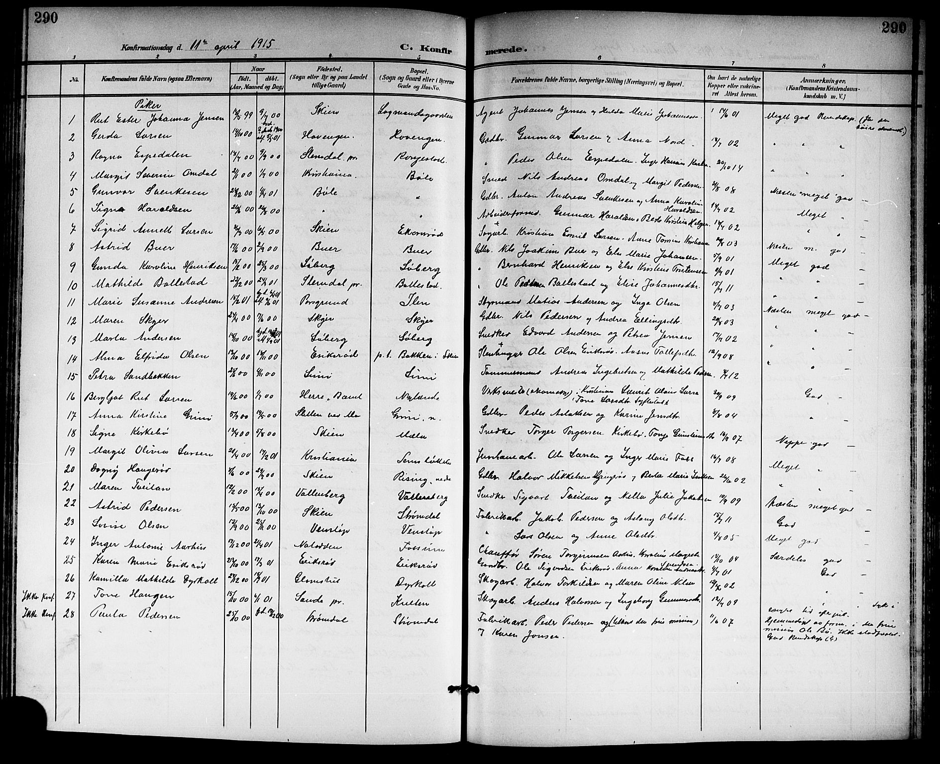 Gjerpen kirkebøker, SAKO/A-265/G/Ga/L0003: Parish register (copy) no. I 3, 1901-1919, p. 290