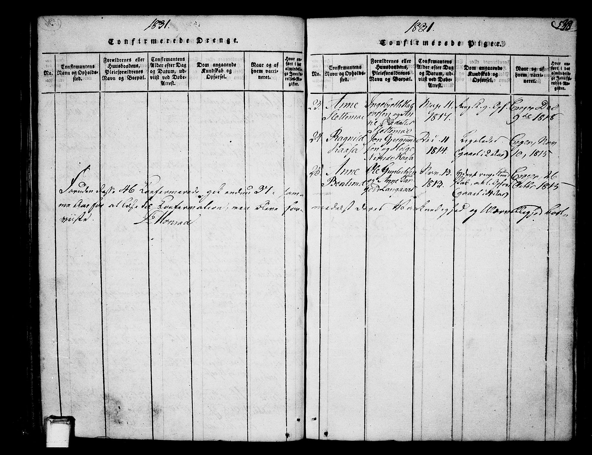 Heddal kirkebøker, AV/SAKO-A-268/F/Fa/L0005: Parish register (official) no. I 5, 1814-1837, p. 537-538