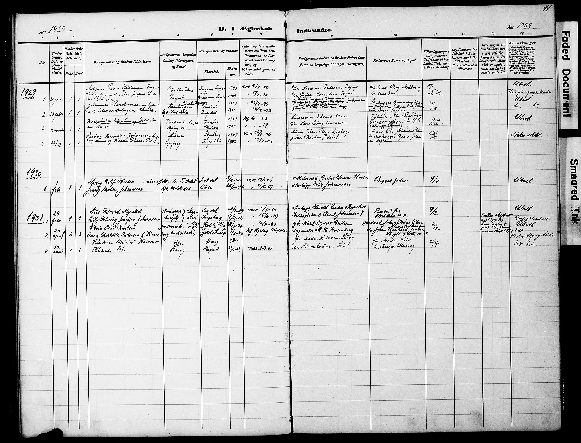 Skjeberg prestekontor Kirkebøker, AV/SAO-A-10923/G/Ge/L0001: Parish register (copy) no. V 1, 1901-1931, p. 41