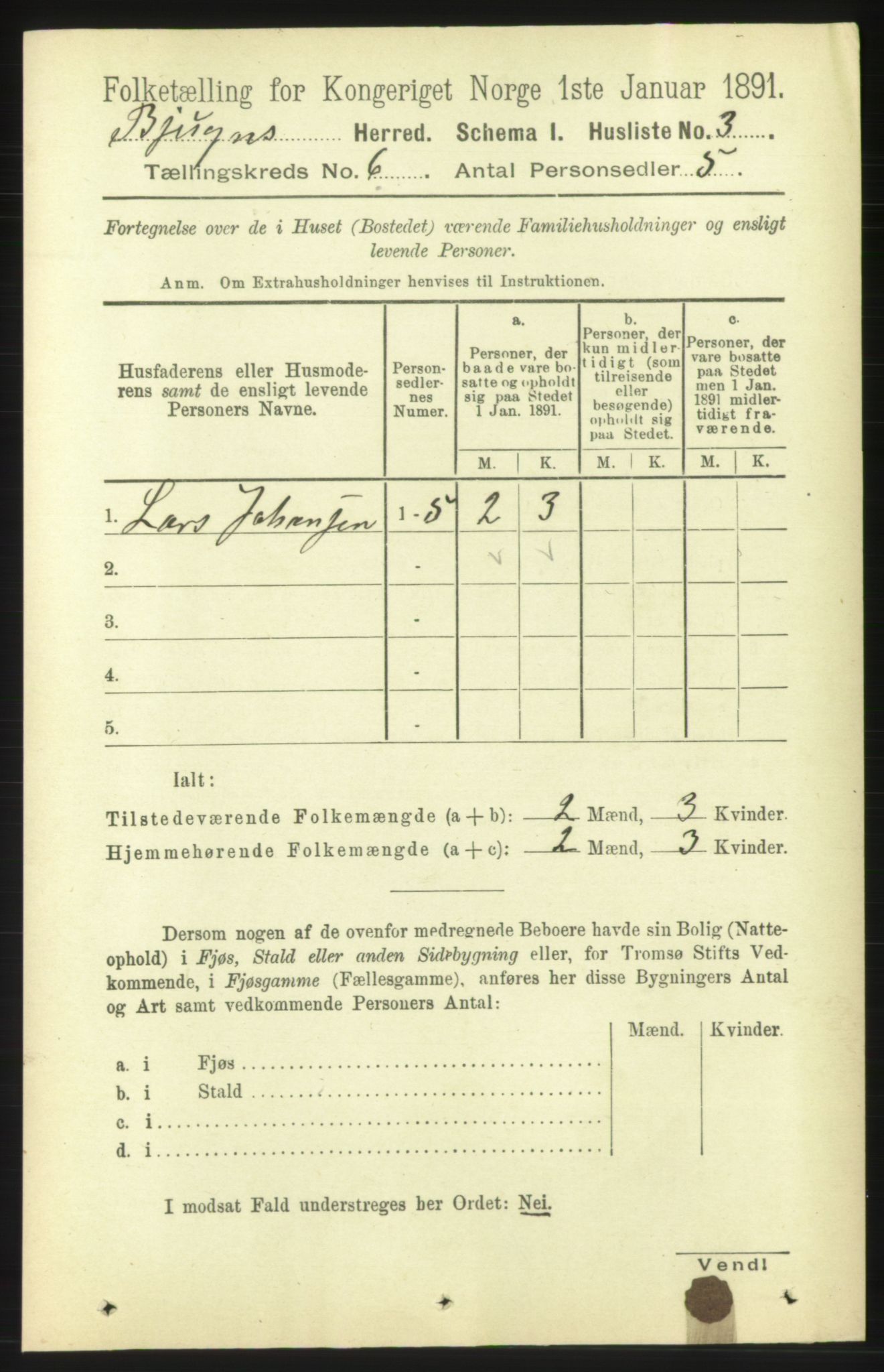 RA, 1891 census for 1627 Bjugn, 1891, p. 1608