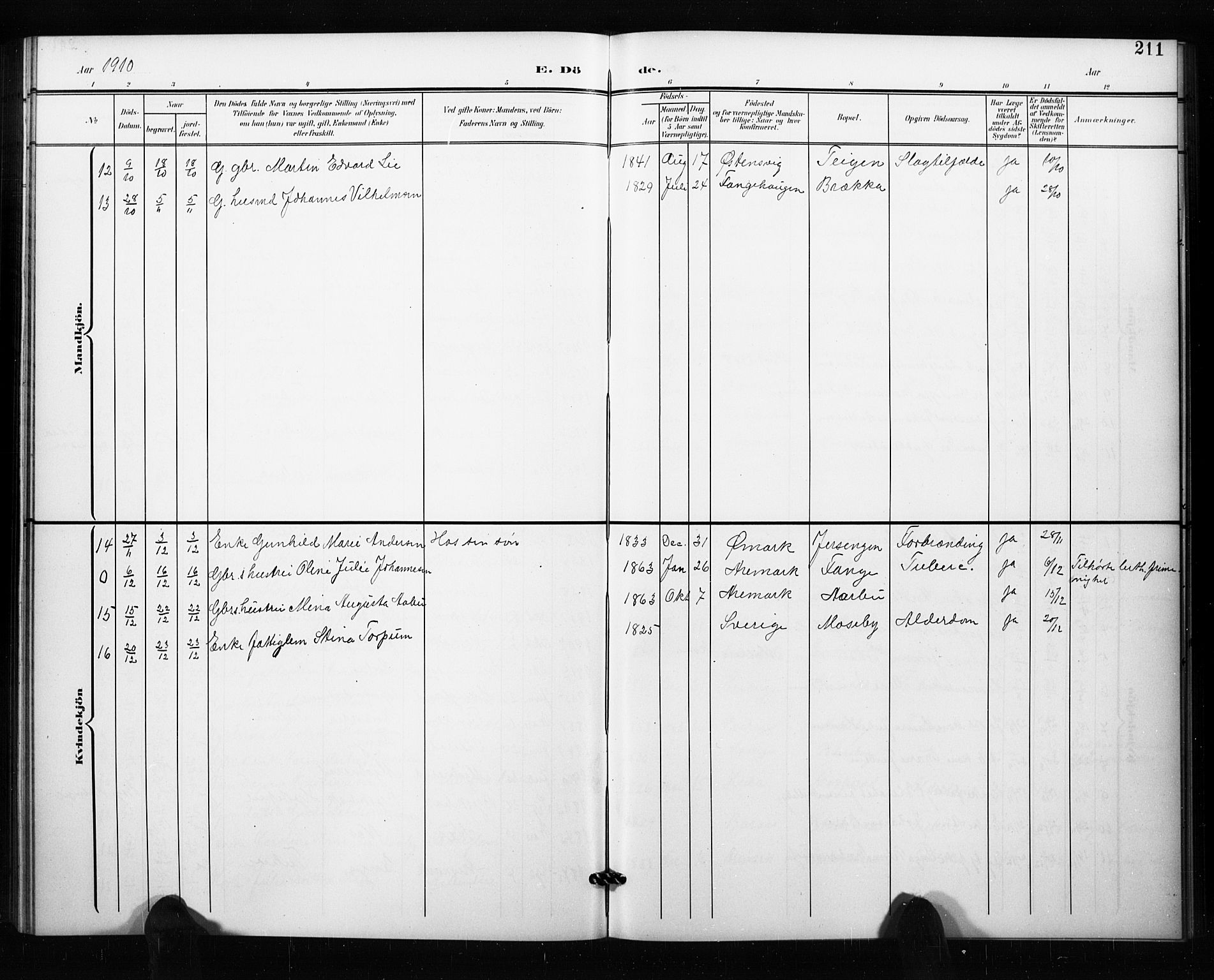 Aremark prestekontor Kirkebøker, AV/SAO-A-10899/G/Ga/L0002: Parish register (copy) no. I 2, 1901-1928, p. 211