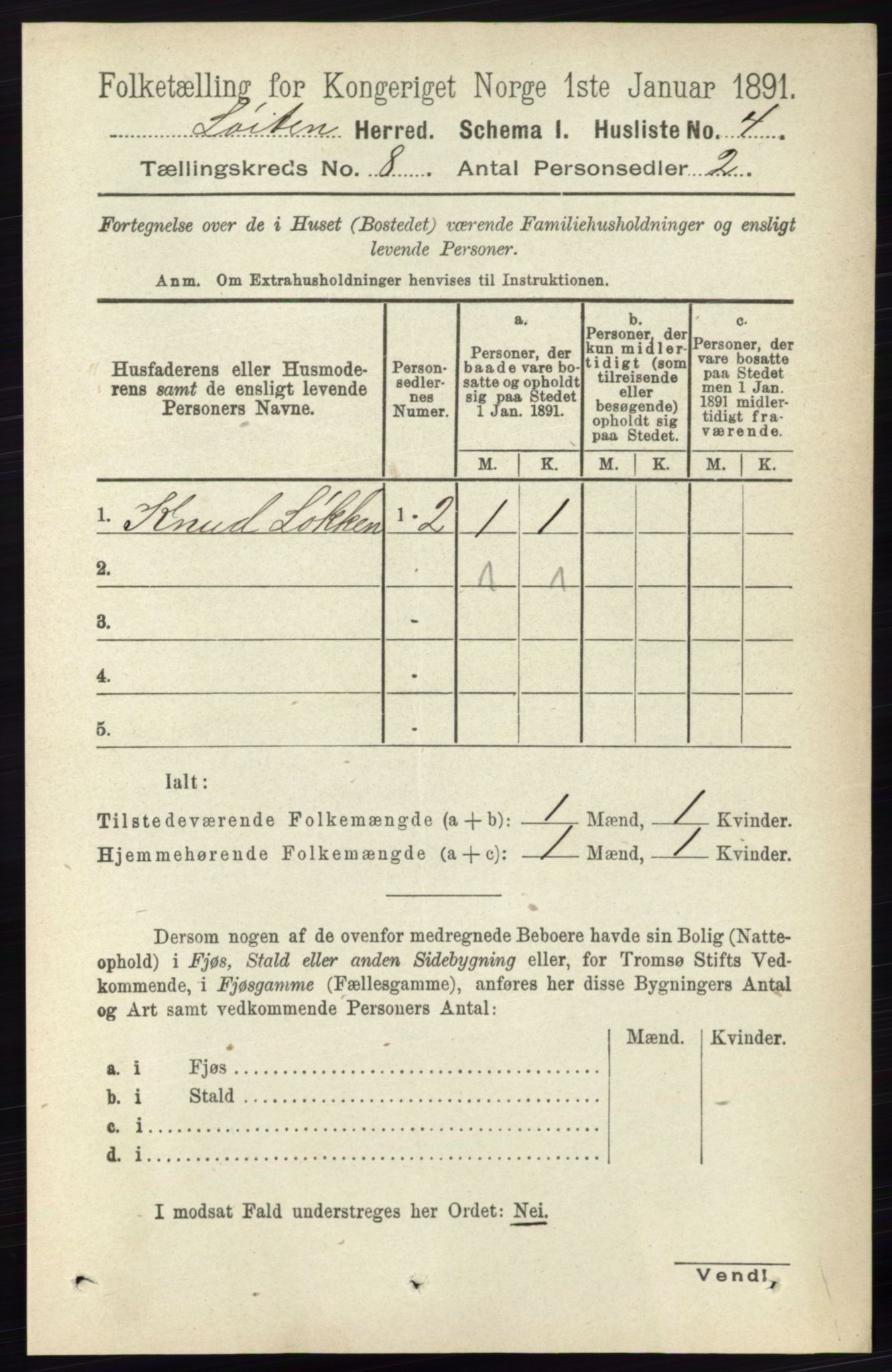 RA, 1891 census for 0415 Løten, 1891, p. 5190