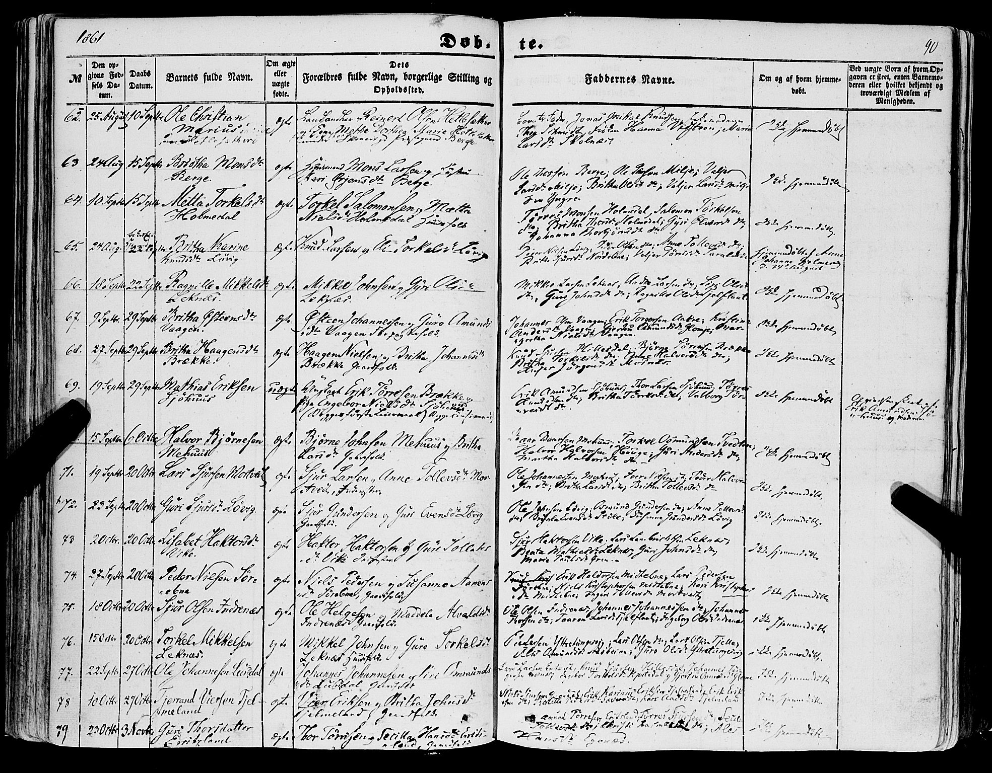 Skånevik sokneprestembete, SAB/A-77801/H/Haa: Parish register (official) no. A 5I, 1848-1869, p. 90