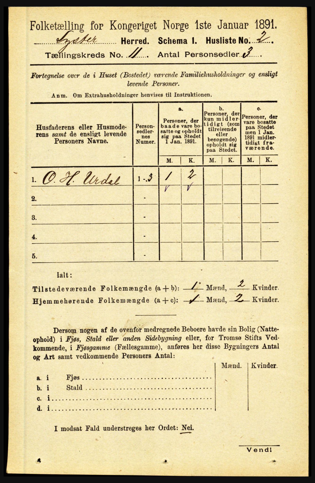 RA, 1891 census for 1426 Luster, 1891, p. 3181