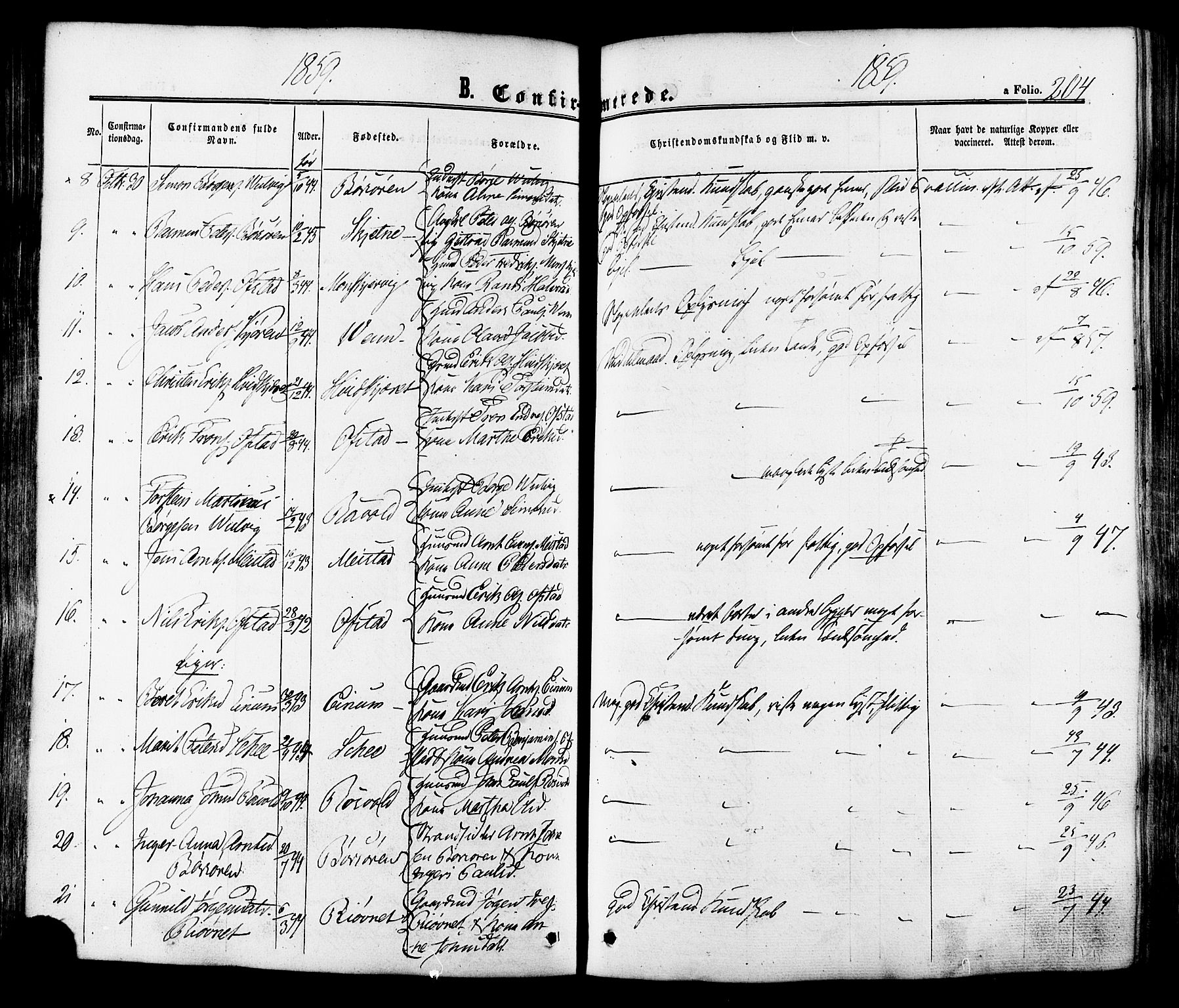 Ministerialprotokoller, klokkerbøker og fødselsregistre - Sør-Trøndelag, SAT/A-1456/665/L0772: Parish register (official) no. 665A07, 1856-1878, p. 204